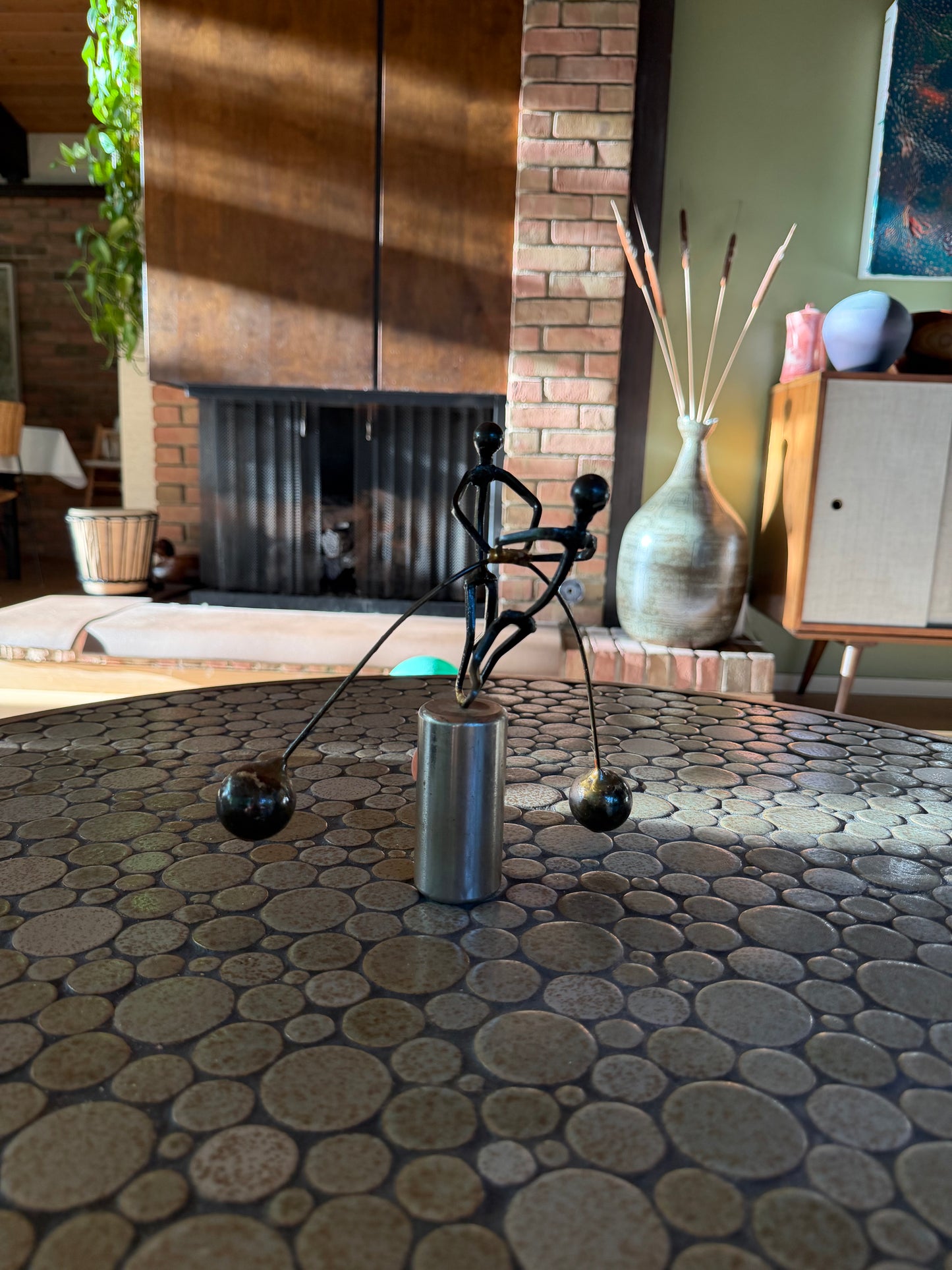 Vintage 1960's Balancing Metal Sculpture on Magnetic Base
