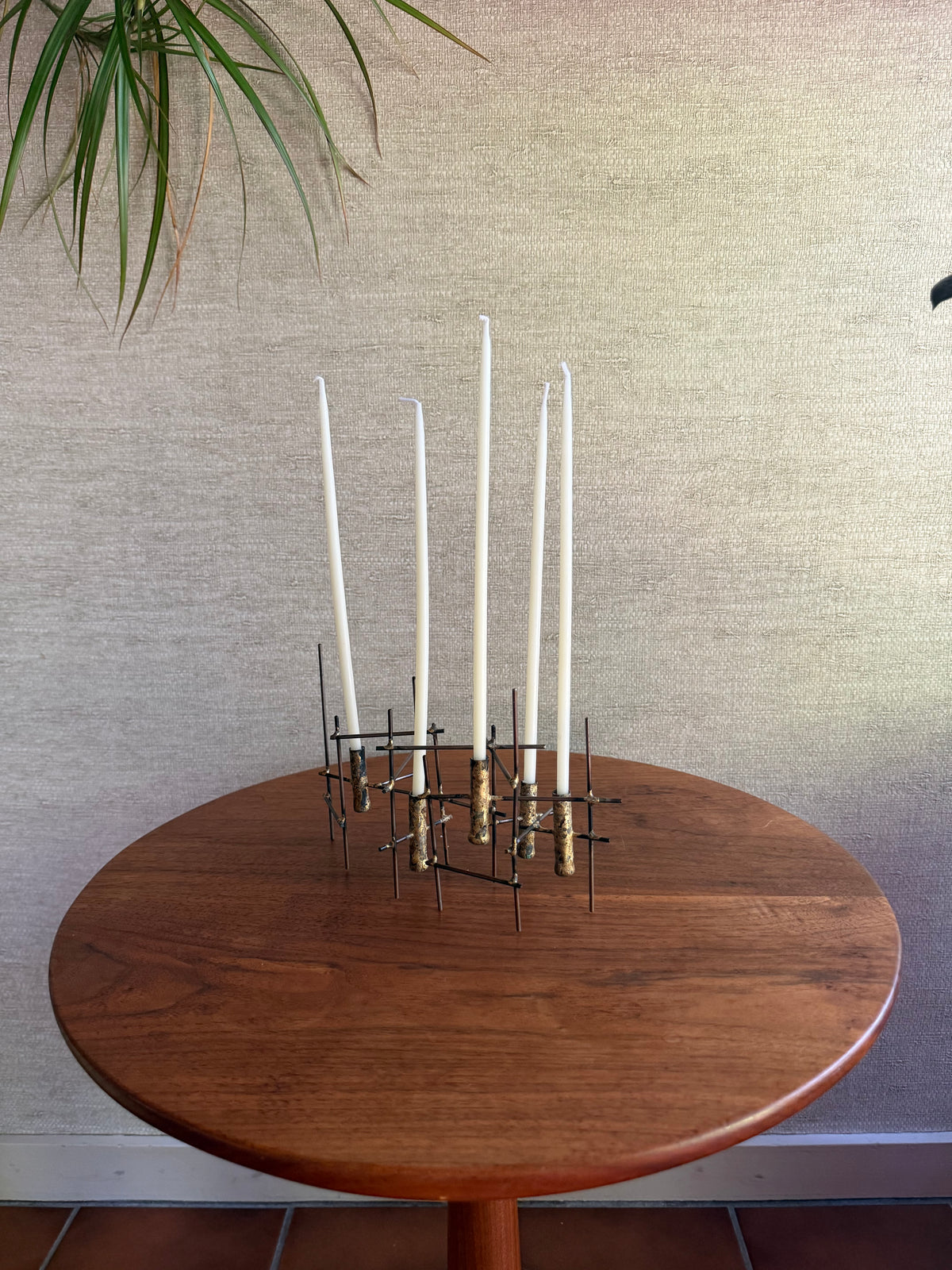 Vintage Handmade Iron Candleholder Sculpture, ca. 1950’s