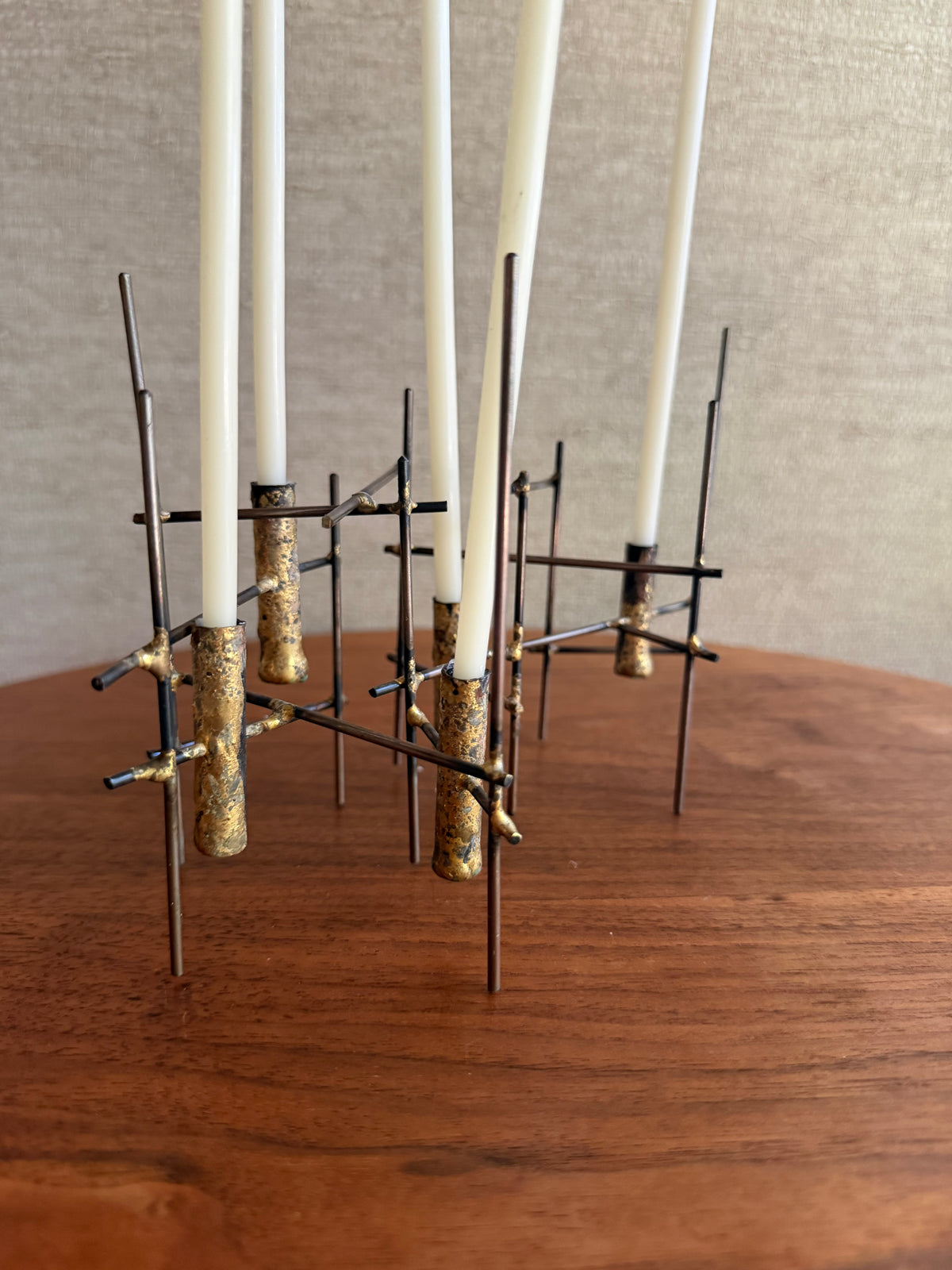 Vintage Handmade Iron Candleholder Sculpture, ca. 1950’s