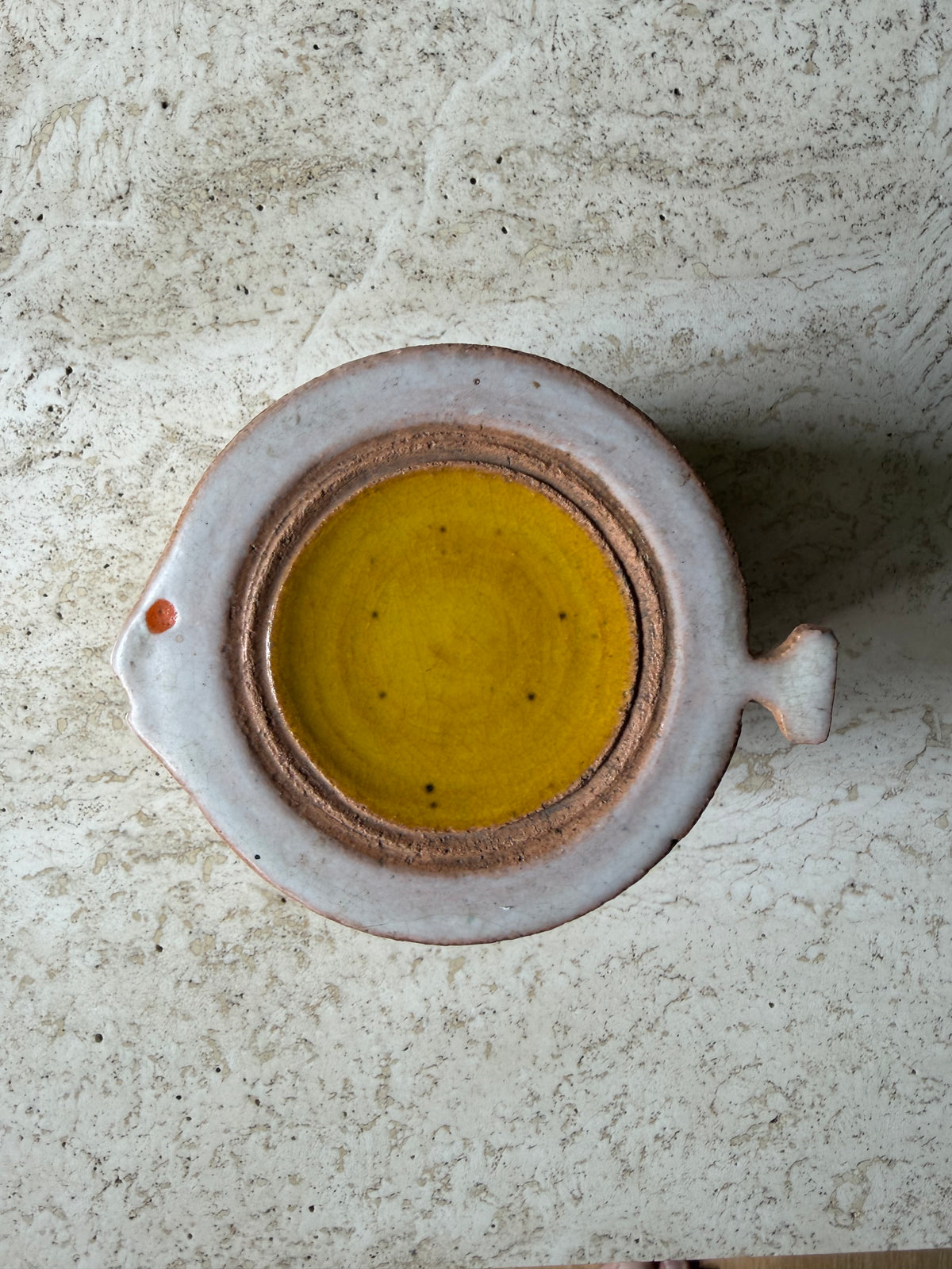 Yellow and White Ceramic Pottery Fish Jar by Aldo Londi for Bitossi, ca. 1950’s