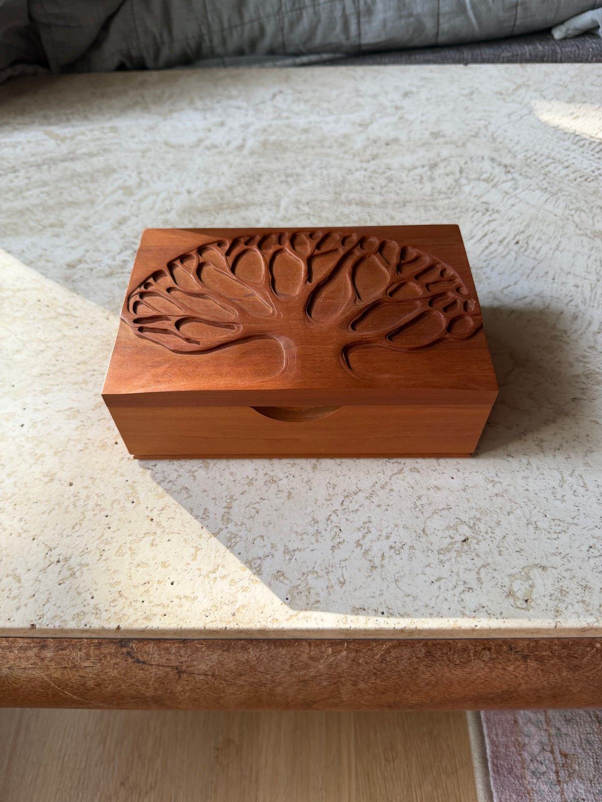 Vintage Handmade Studio Craft One-of-a-kind Sculpted Cherry Wood Box by Peter Kwasniewski, ca. 1980’s