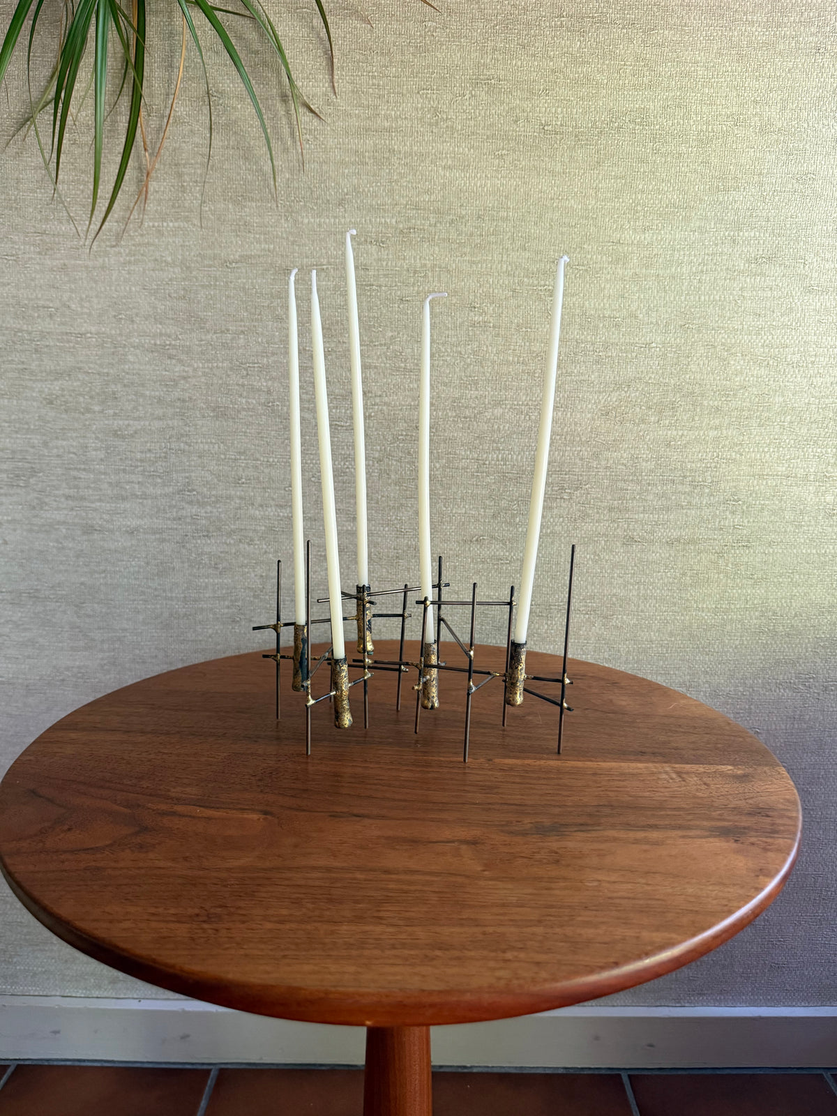 Vintage Handmade Iron Candleholder Sculpture, ca. 1950’s