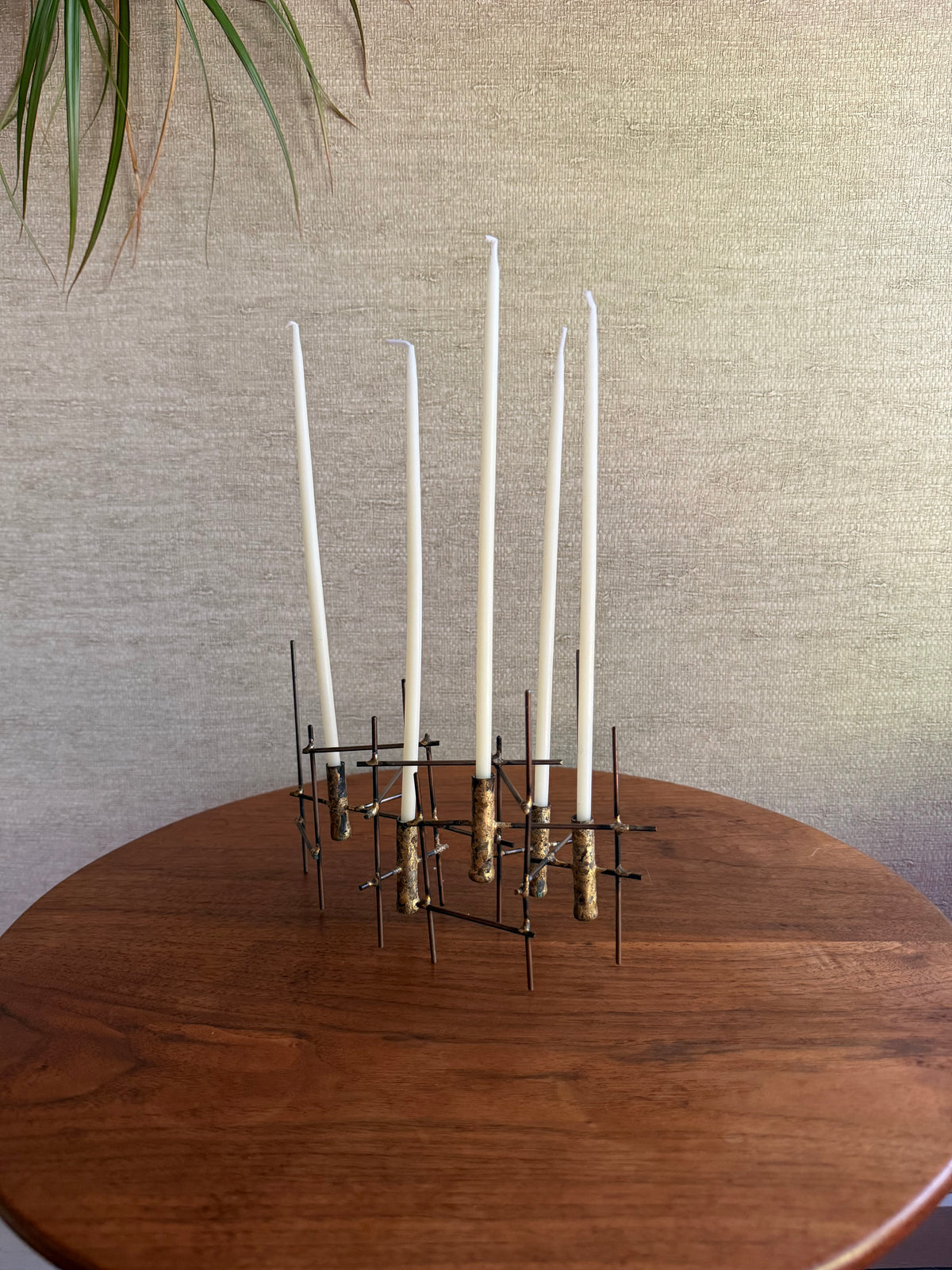 Vintage Handmade Iron Candleholder Sculpture, ca. 1950’s