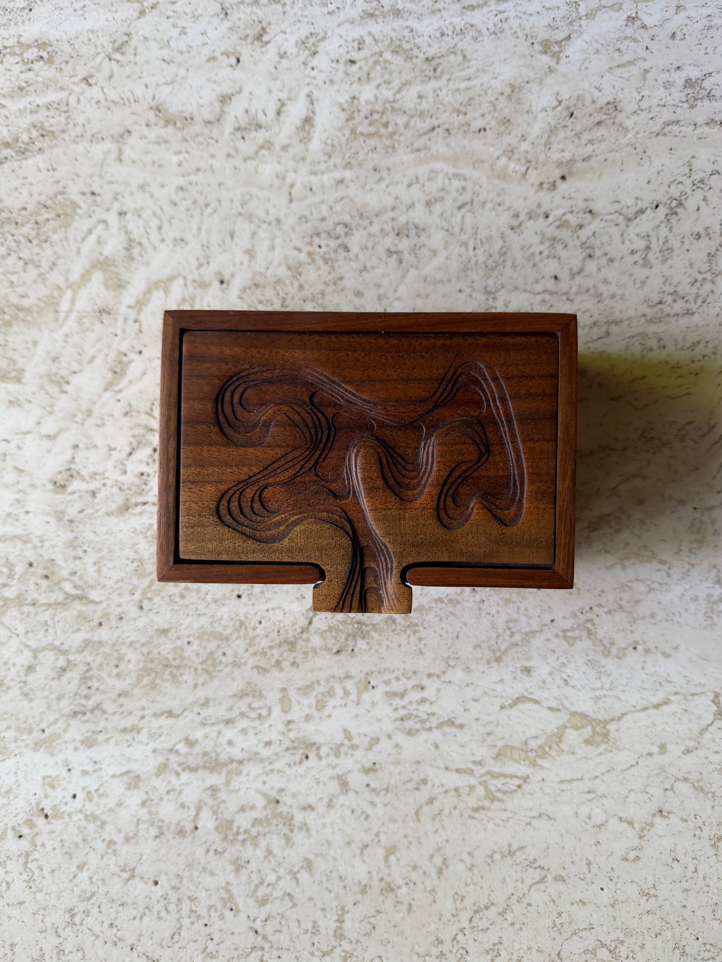 Vintage 1980’s Studio Craft Walnut Etched Box by Peter Kwasniewski