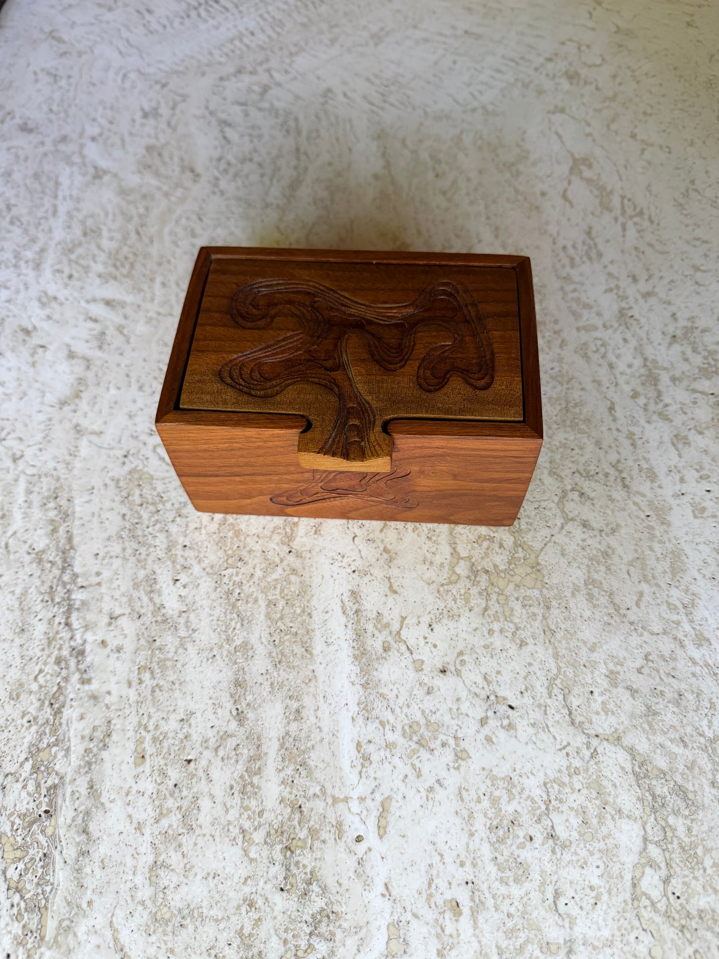 Vintage 1980’s Studio Craft Walnut Etched Box by Peter Kwasniewski