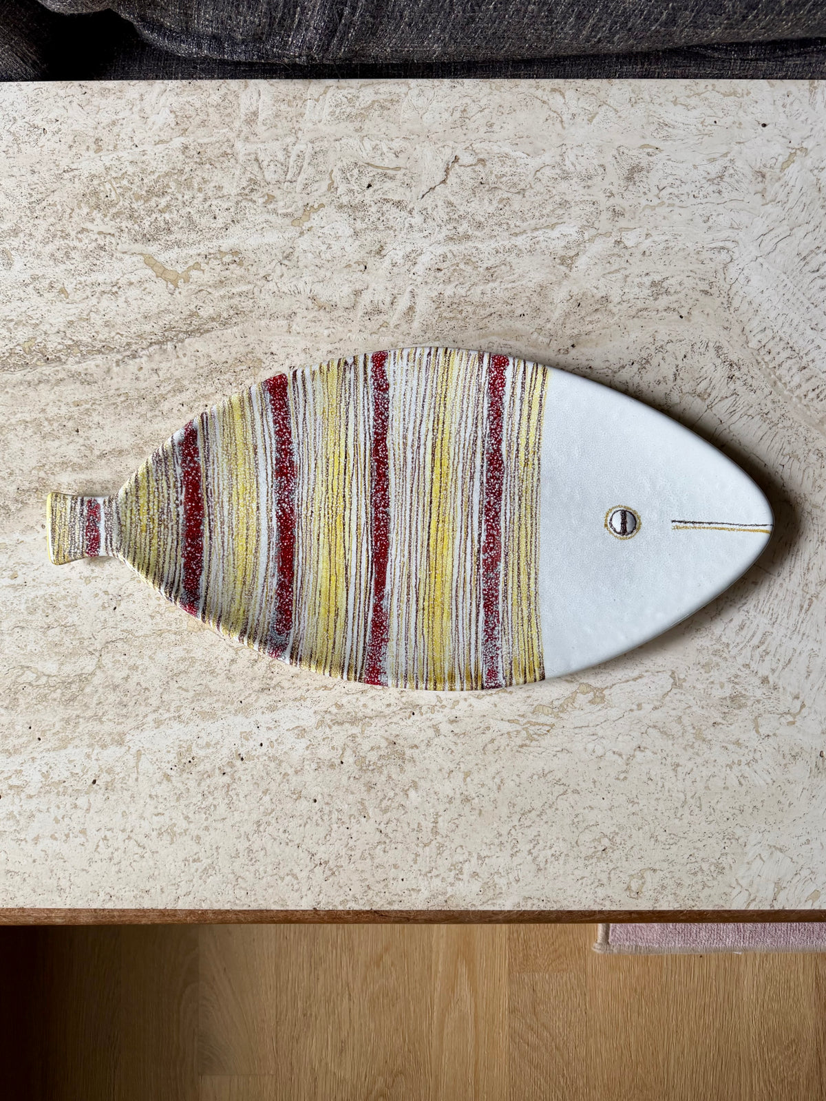 Vintage Ceramic Large 20” Pottery Fish Plate by Aldo Londi for Bitossi, ca. 1950’s
