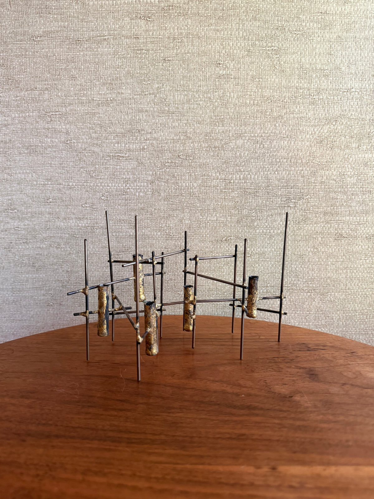 Vintage Handmade Iron Candleholder Sculpture, ca. 1950’s