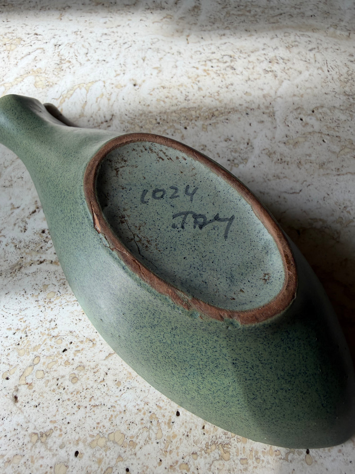 1950’s Aldo Londi for Bitossi Green and blue “Fritte” decor ceramic tray