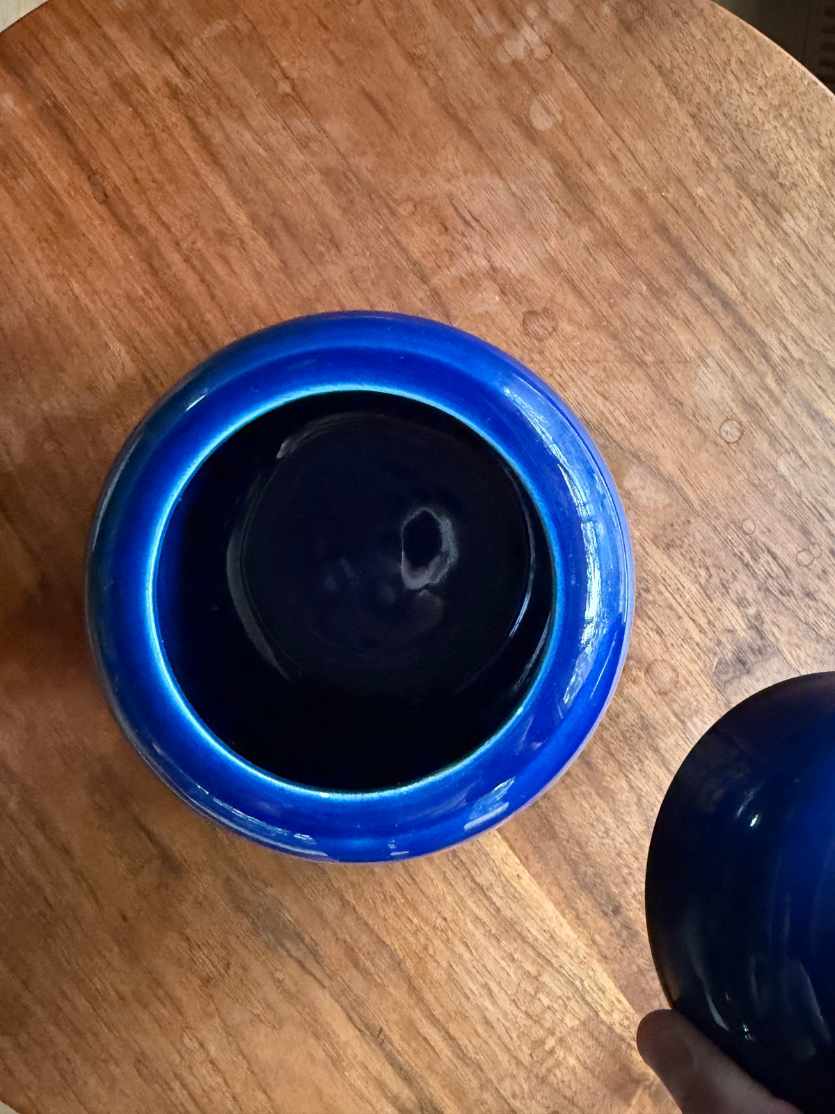 Vintage Ceramic Blue Lidded Jar with Fish Decor by Alvino Bagni for Raymor, Italy, ca. 1970’s