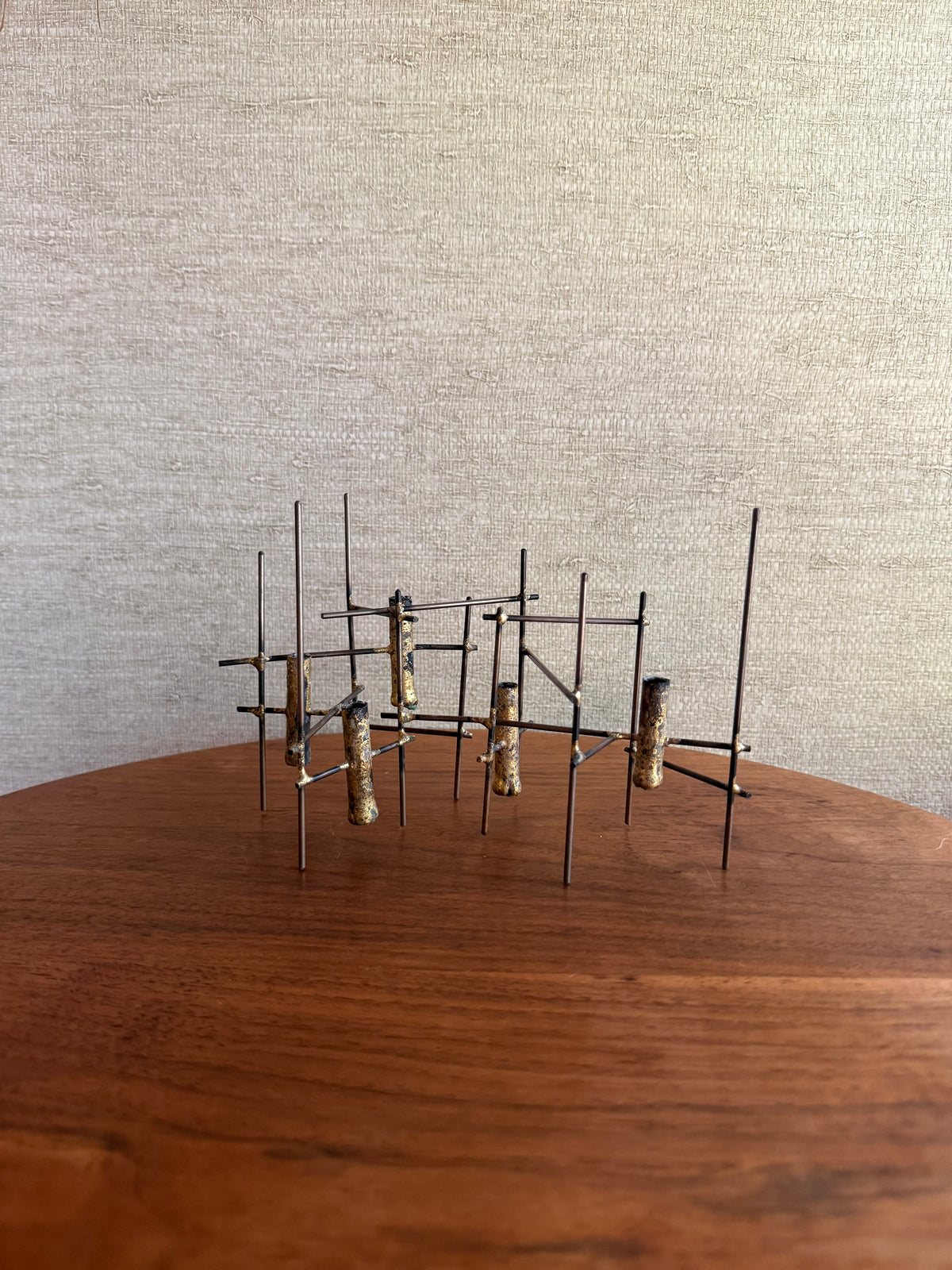 Vintage Handmade Iron Candleholder Sculpture, ca. 1950’s
