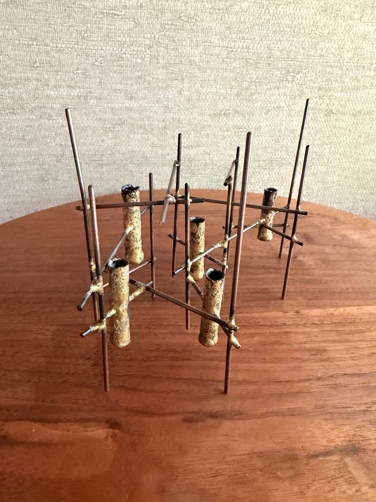 Vintage Handmade Iron Candleholder Sculpture, ca. 1950’s