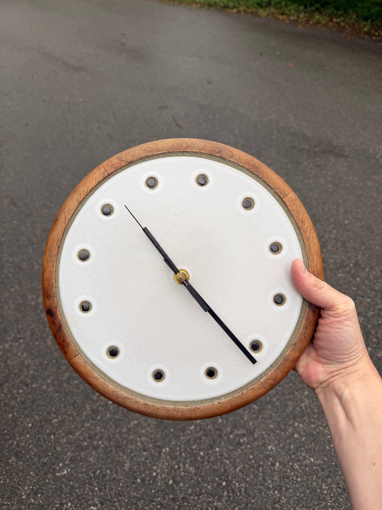 Jane and Gordon Martz for Marshall Studios Walnut and Ceramic Clock