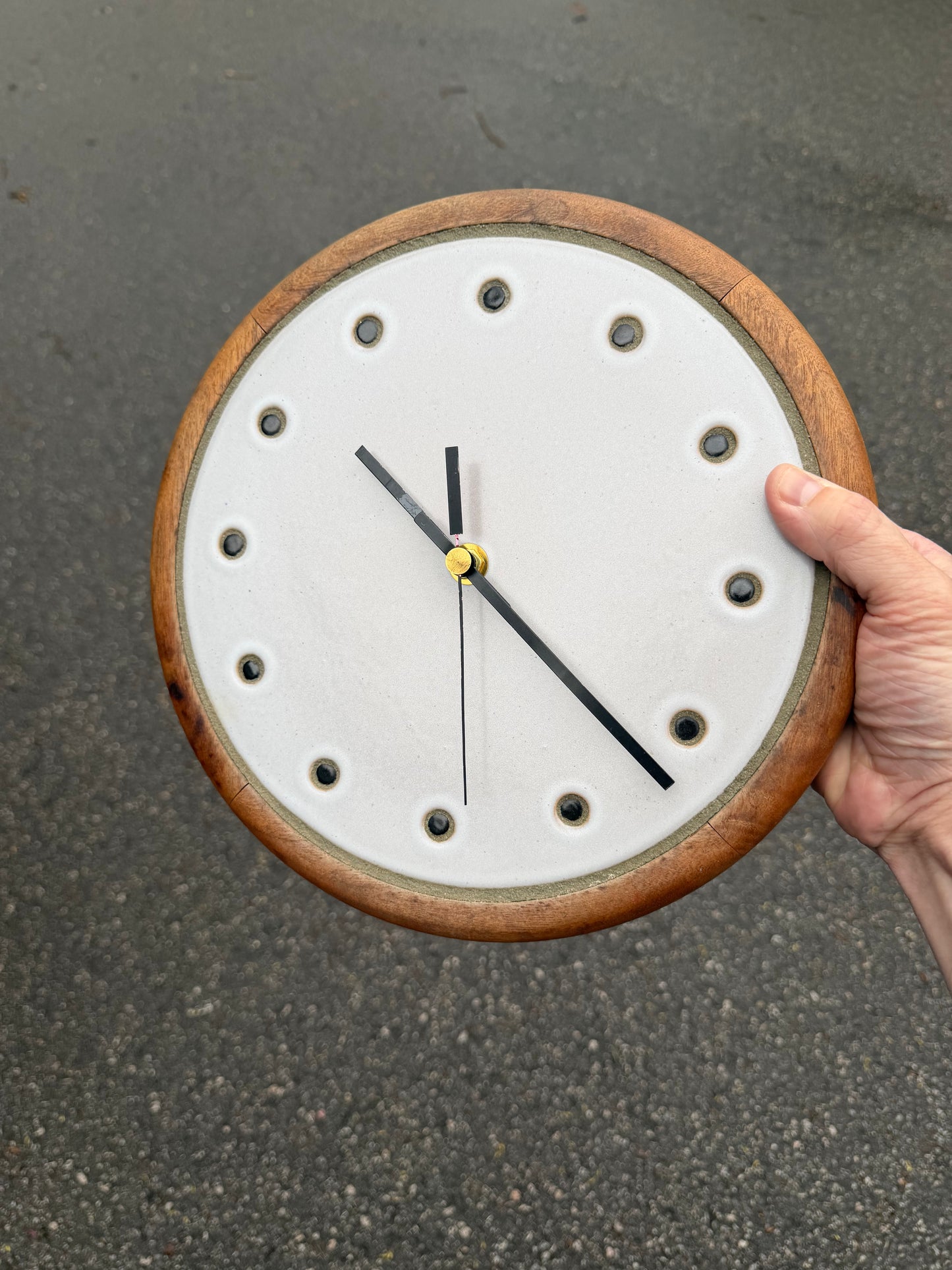Jane and Gordon Martz for Marshall Studios Walnut and Ceramic Clock