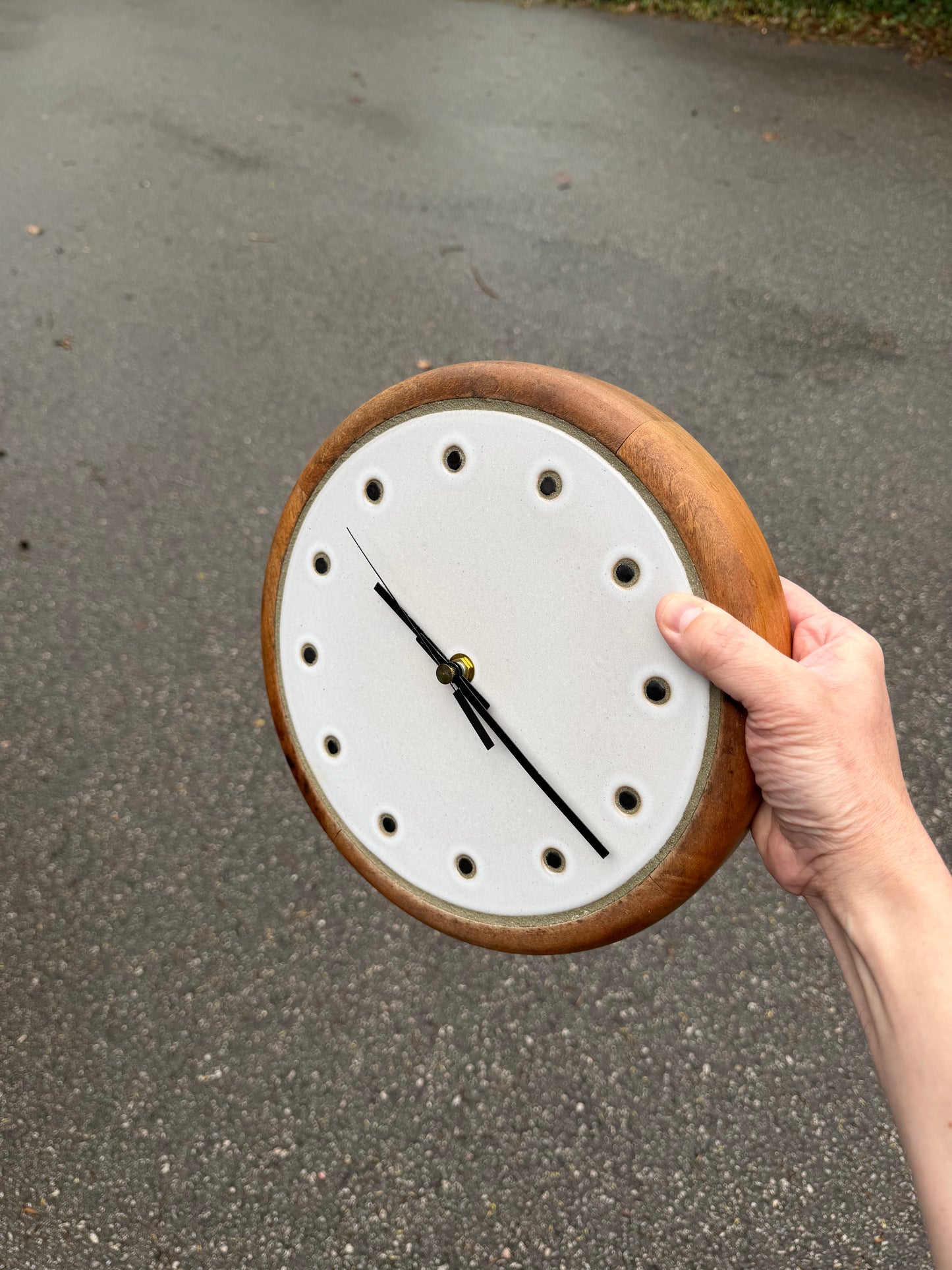 Jane and Gordon Martz for Marshall Studios Walnut and Ceramic Clock