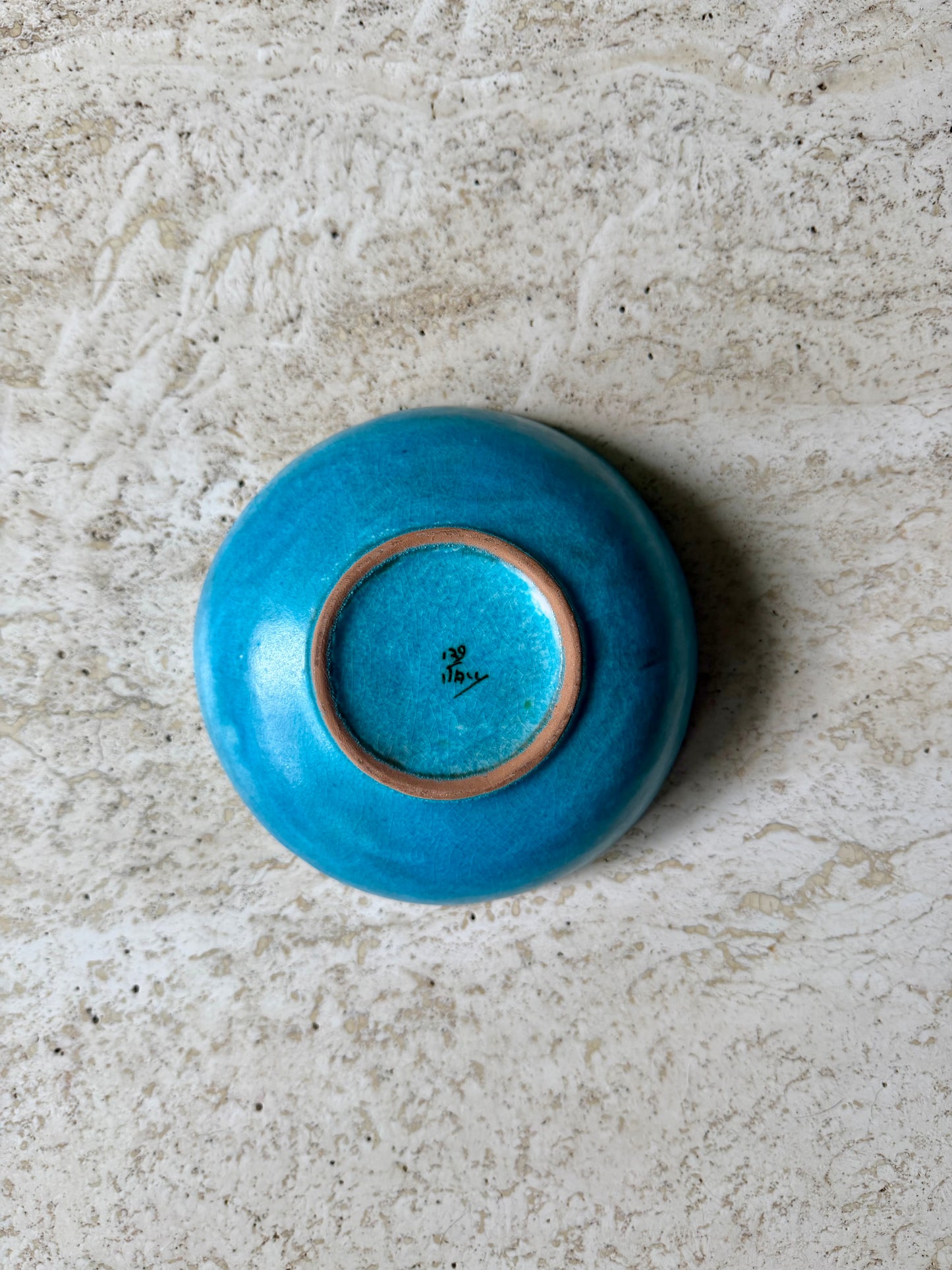 RARE Vintage Alvino Bagni Italian Ceramic Pottery Blue Black Green Ashtray, ca. 1960's