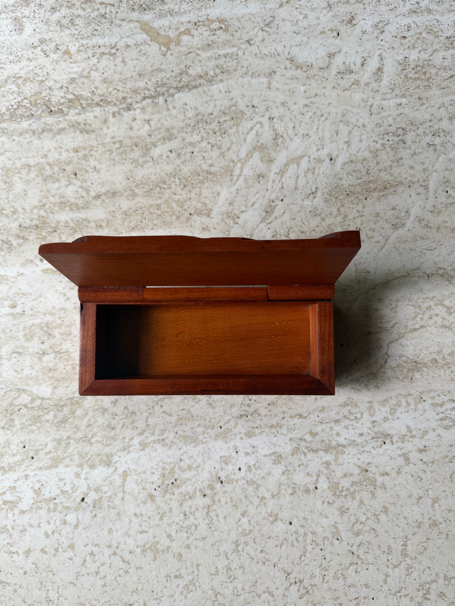 Vintage Carved Cherry Wood Fish Box by Peter Kwasniewski