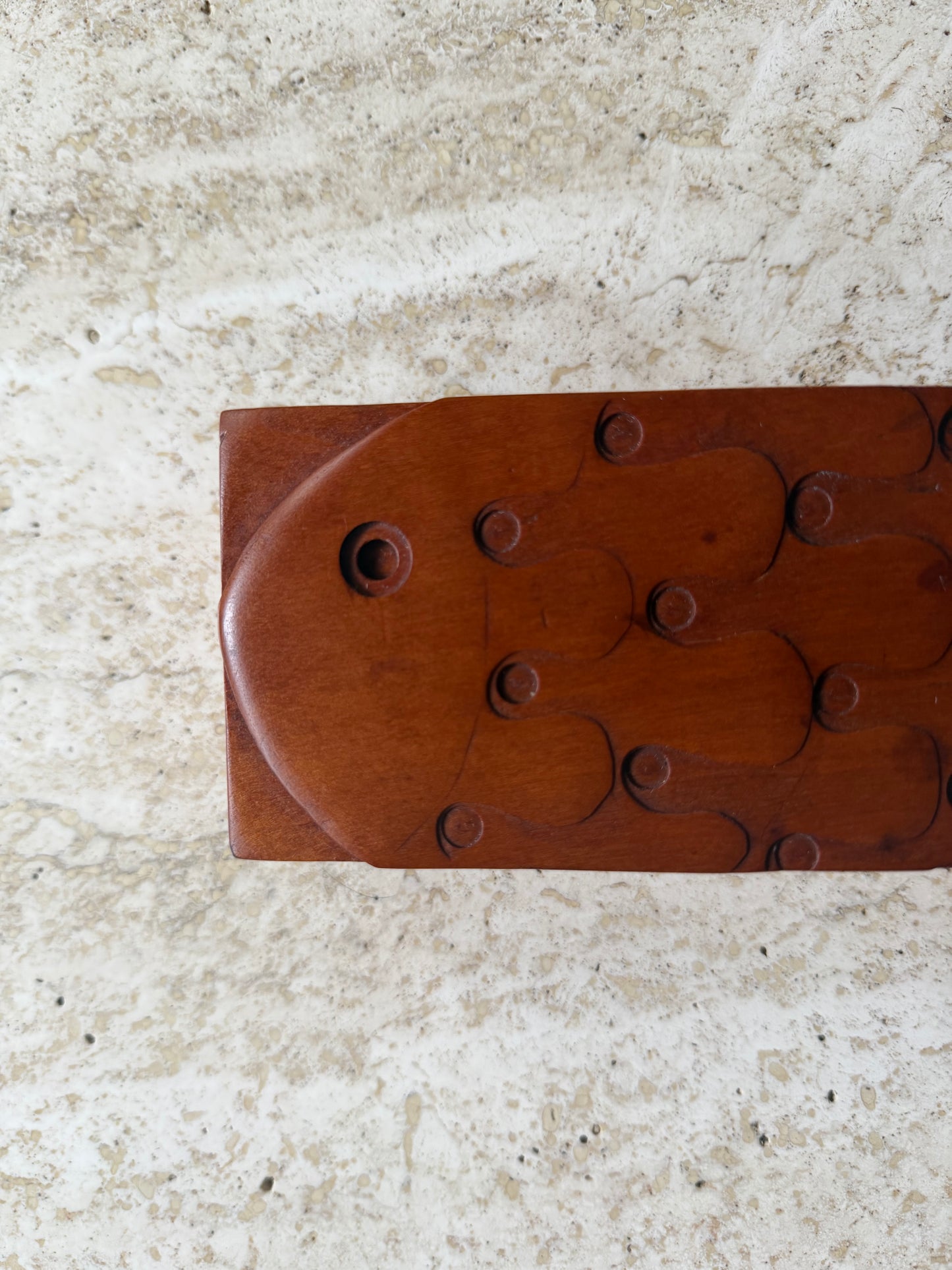 Vintage Carved Cherry Wood Fish Box by Peter Kwasniewski