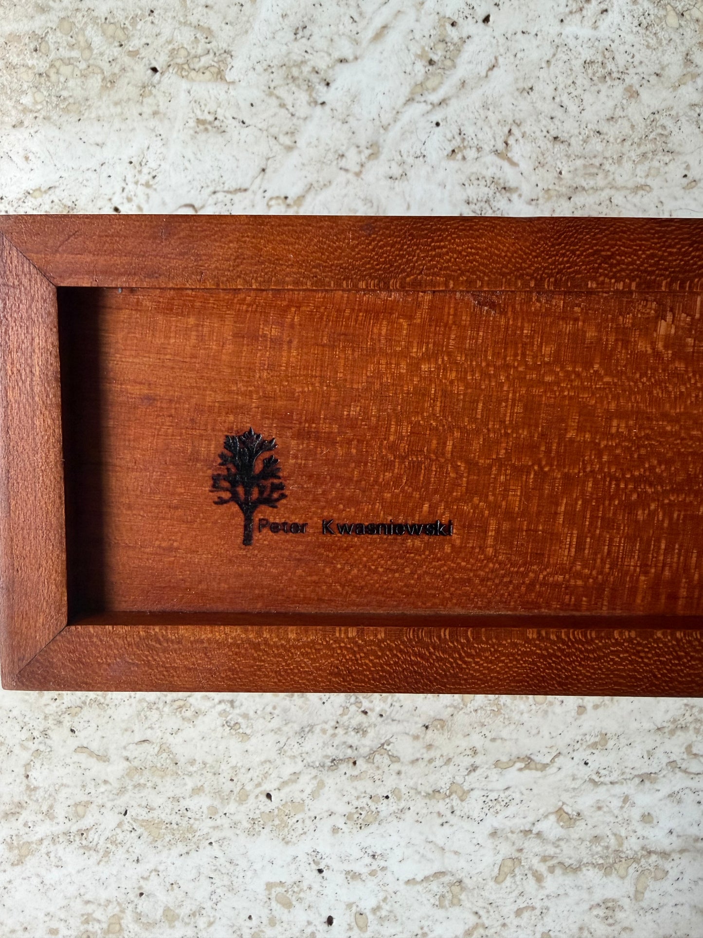 Vintage Carved Cherry Wood Fish Box by Peter Kwasniewski