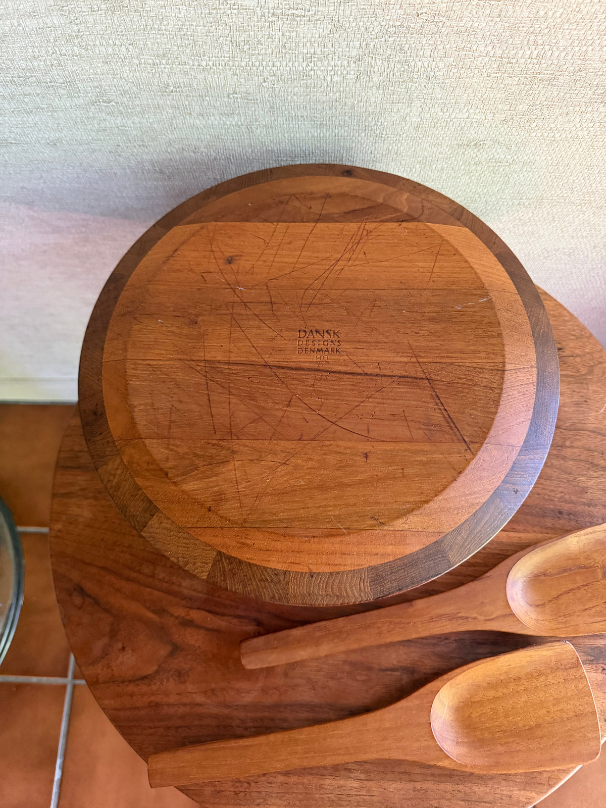 Danish Modern Vintage Large Staved Teak Bowl with Tongs by Jens Quistgaard for Dansk, Made in Denmark, ca. 1970's