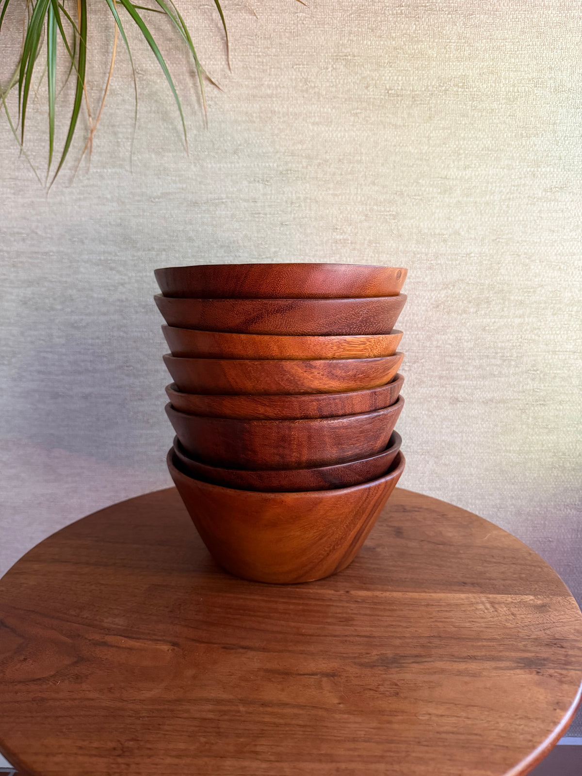 Set of 8 Danish Modern Large Hand-Turned Carocoli Wood Bowls, ca. 1970's
