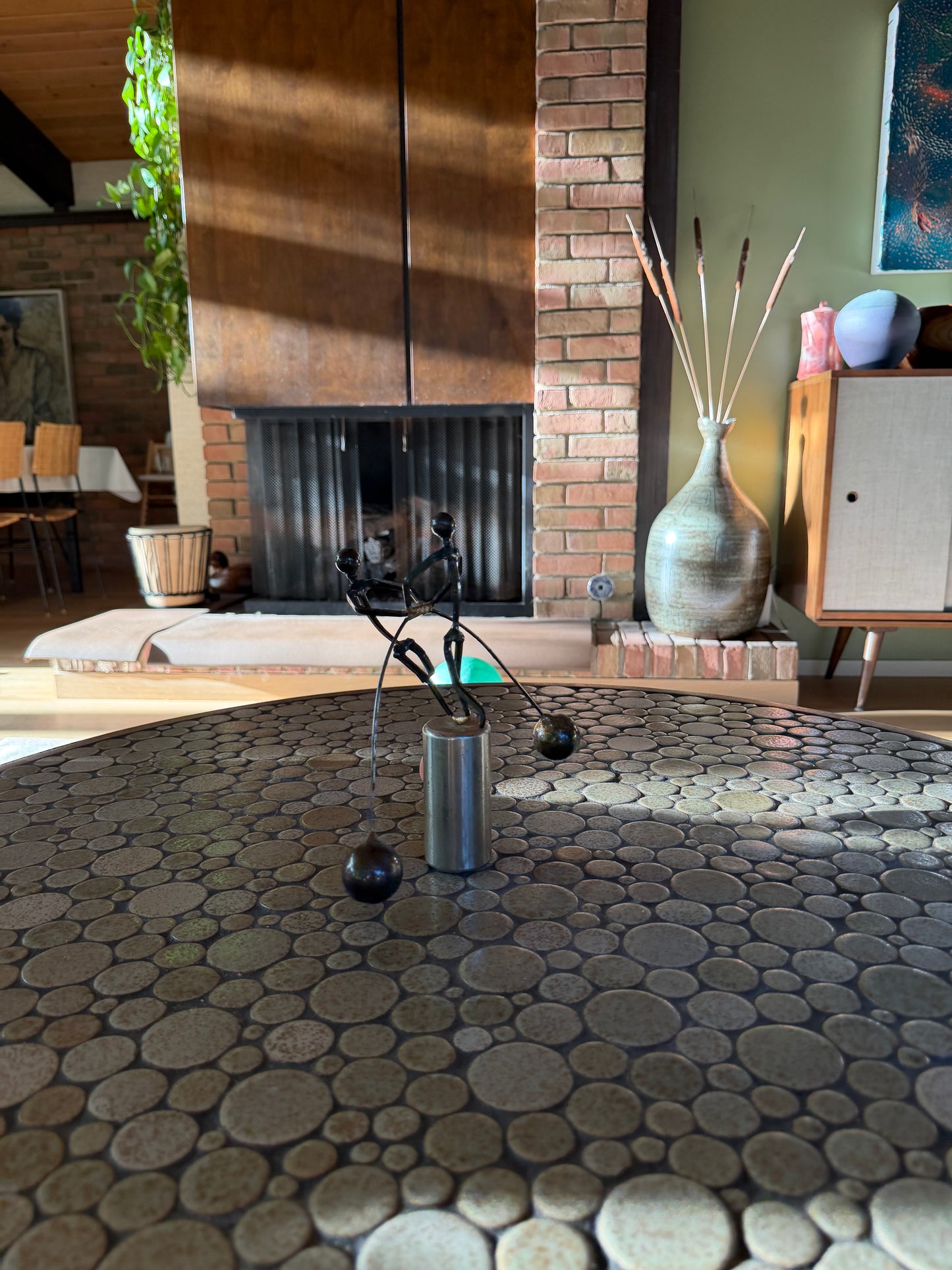 Vintage 1960's Balancing Metal Sculpture on Magnetic Base
