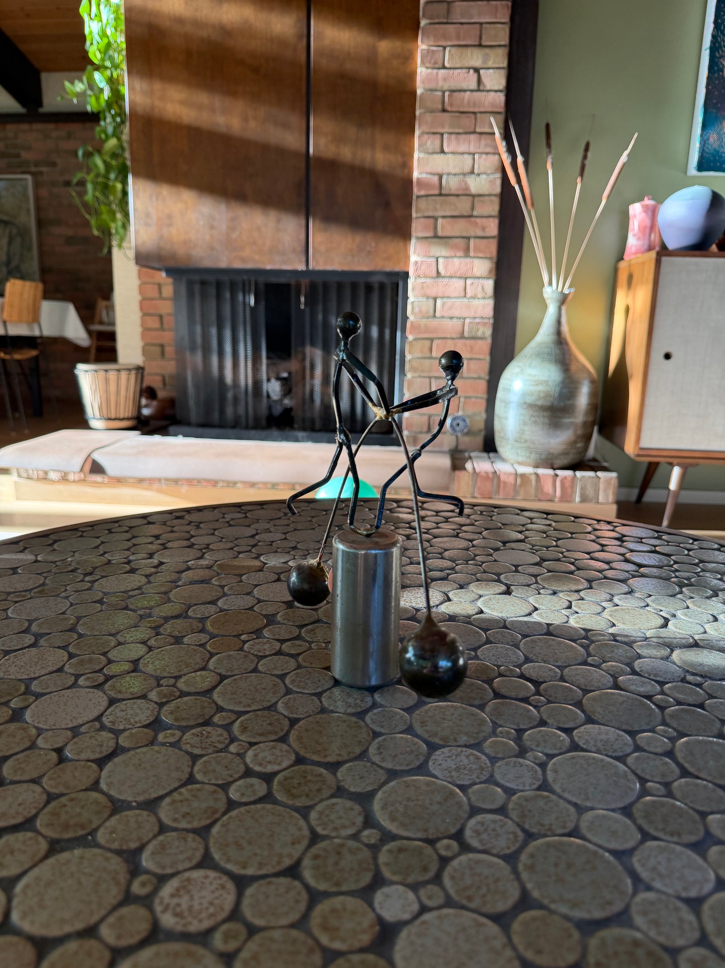 Vintage 1960's Balancing Metal Sculpture on Magnetic Base