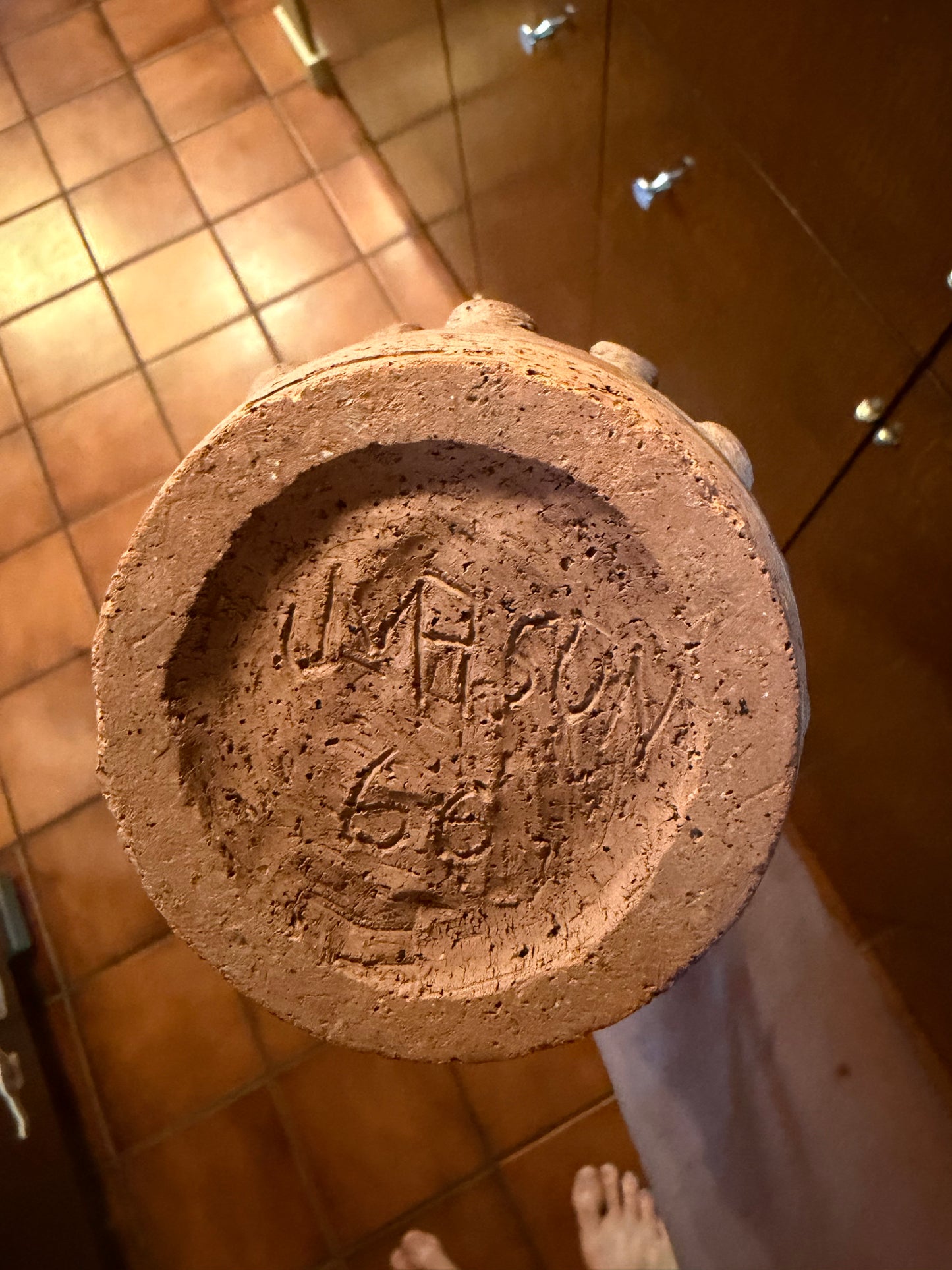 Vintage 1970's Handmade 21.5" One-of-a-Kind Stoneware Pottery Vase, Stone Mountain, Georgia