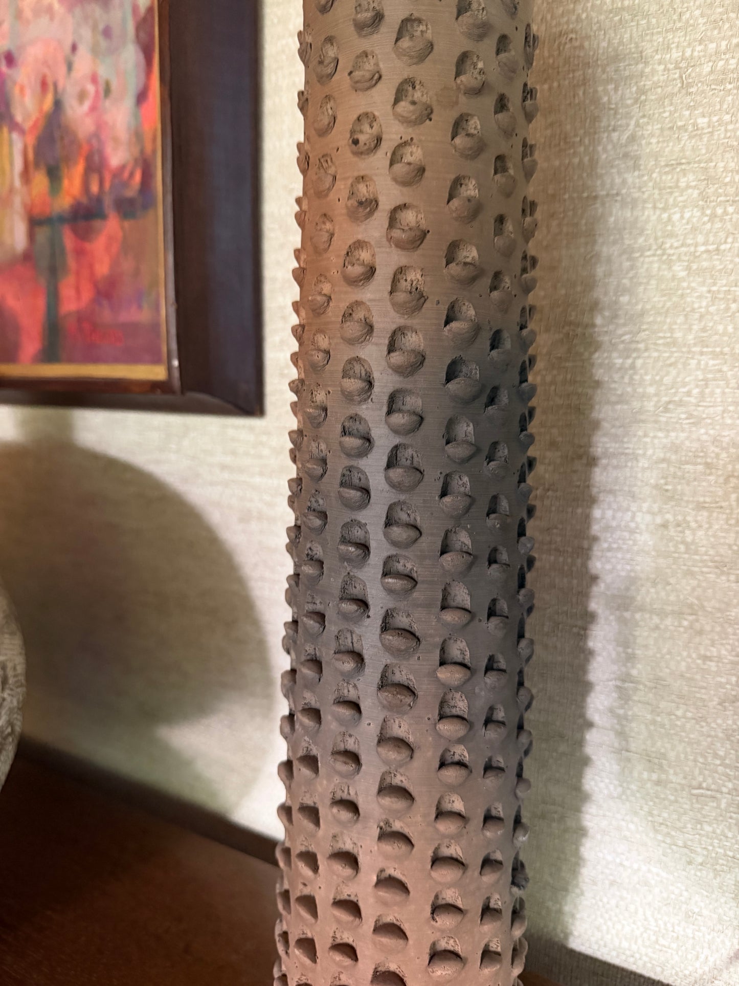Vintage 1970's Handmade 21.5" One-of-a-Kind Stoneware Pottery Vase, Stone Mountain, Georgia