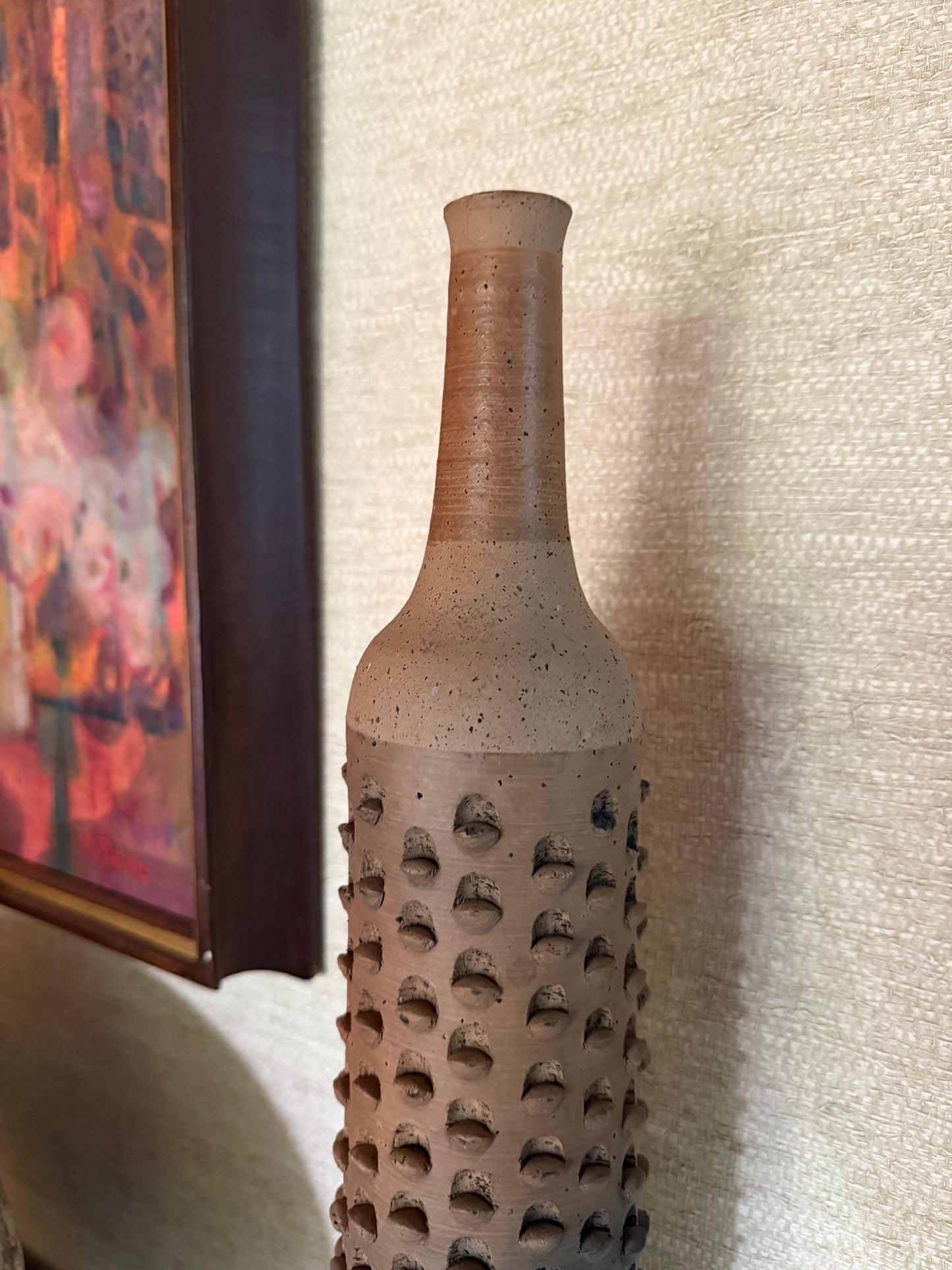 Vintage 1970's Handmade 21.5" One-of-a-Kind Stoneware Pottery Vase, Stone Mountain, Georgia