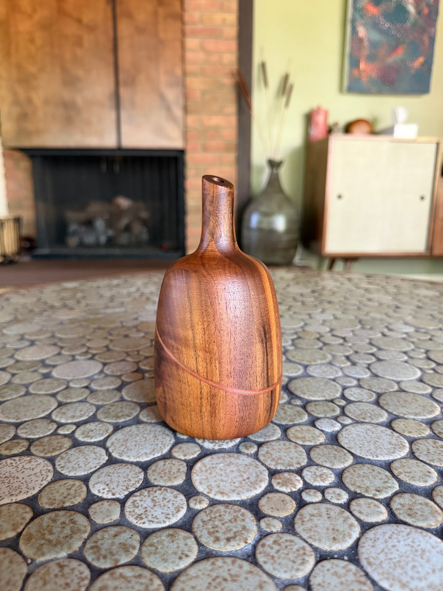 Vintage 1970's Handmade Laminated Rare Woods Bud Vase