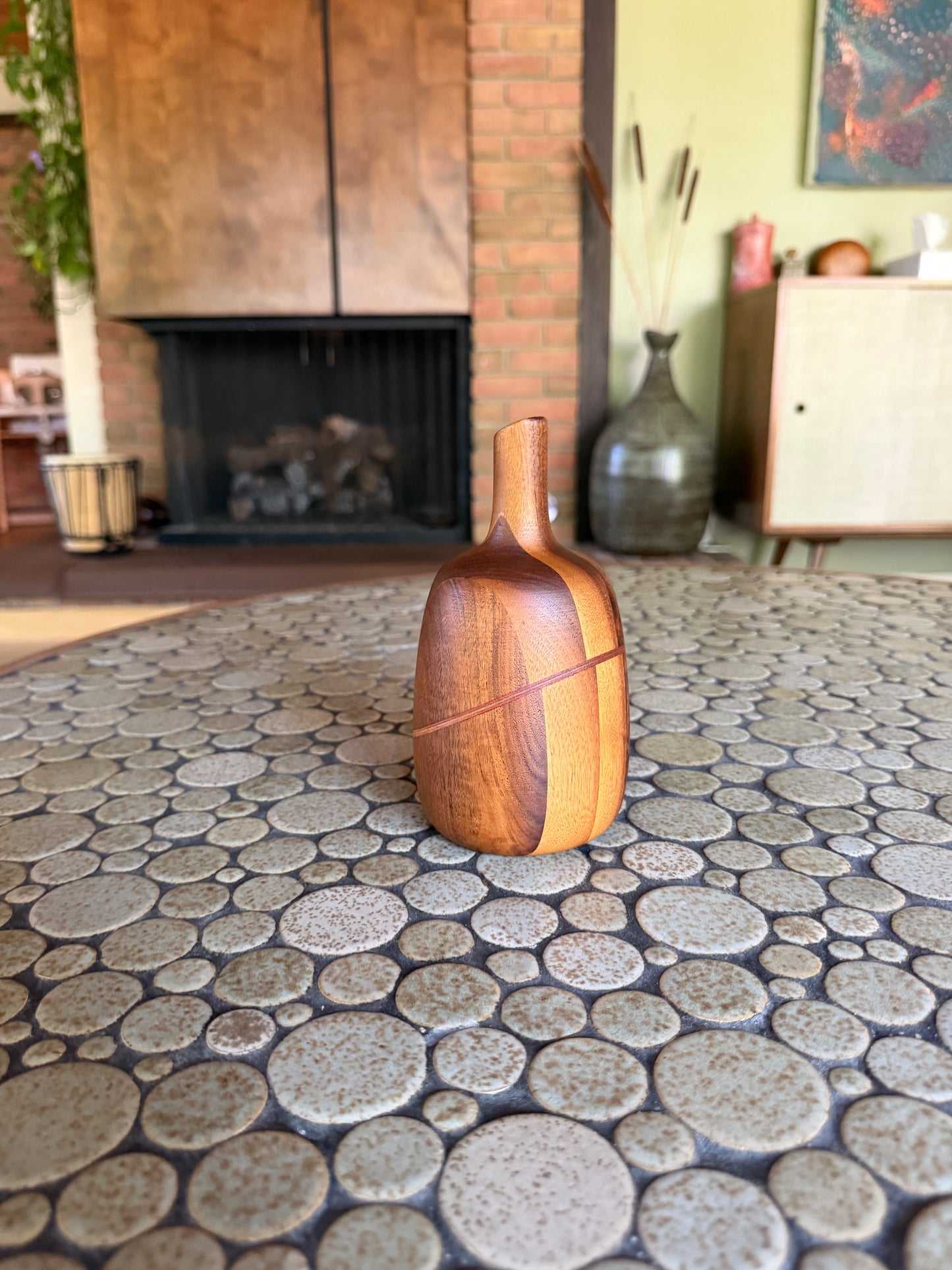 Vintage 1970's Handmade Laminated Rare Woods Bud Vase