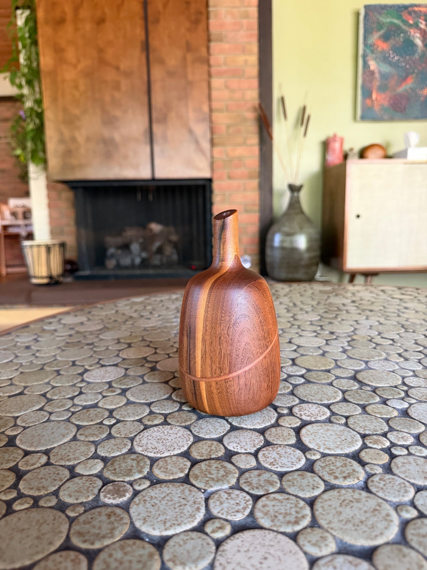 Vintage 1970's Handmade Laminated Rare Woods Bud Vase