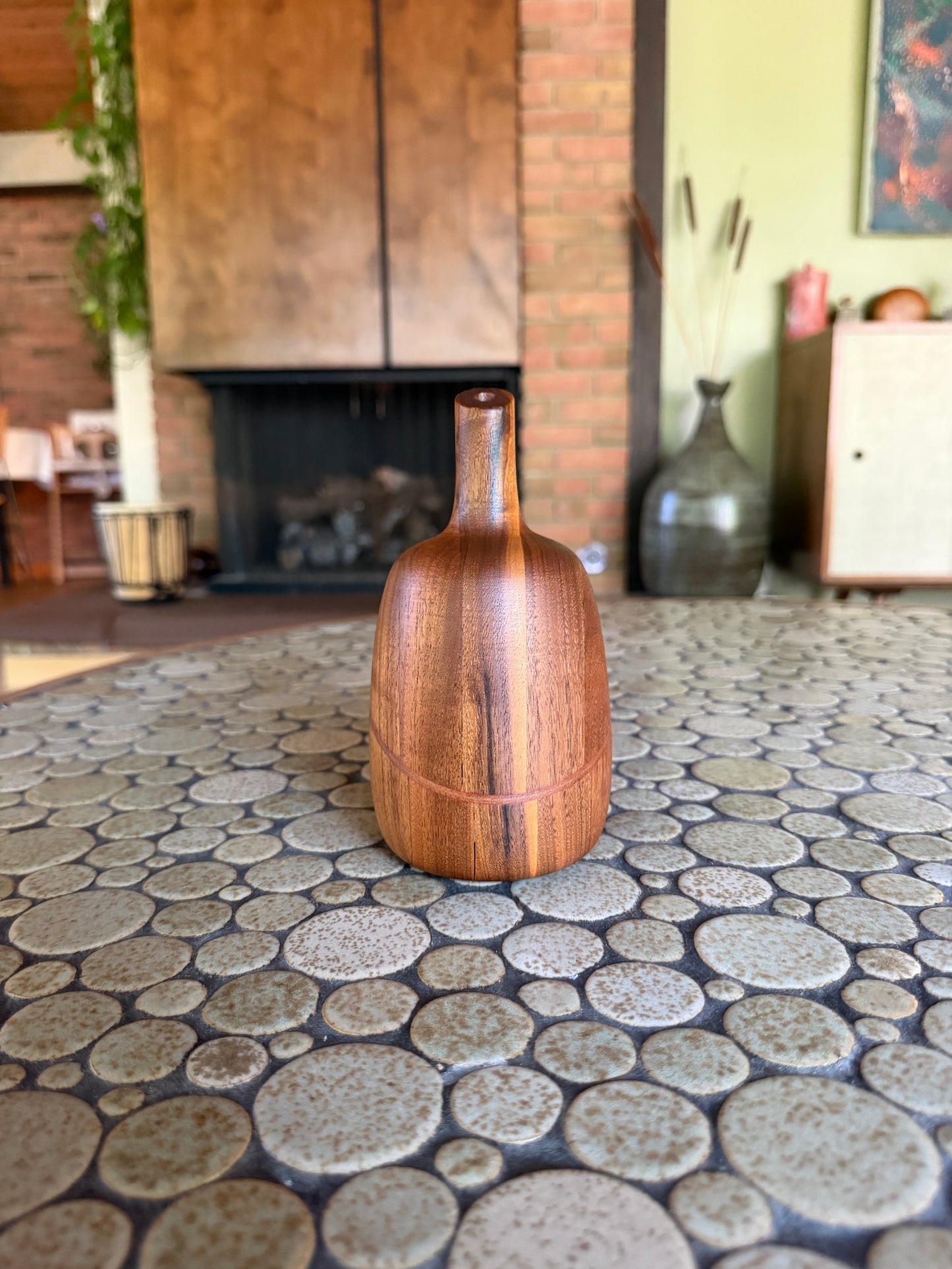 Vintage 1970's Handmade Laminated Rare Woods Bud Vase