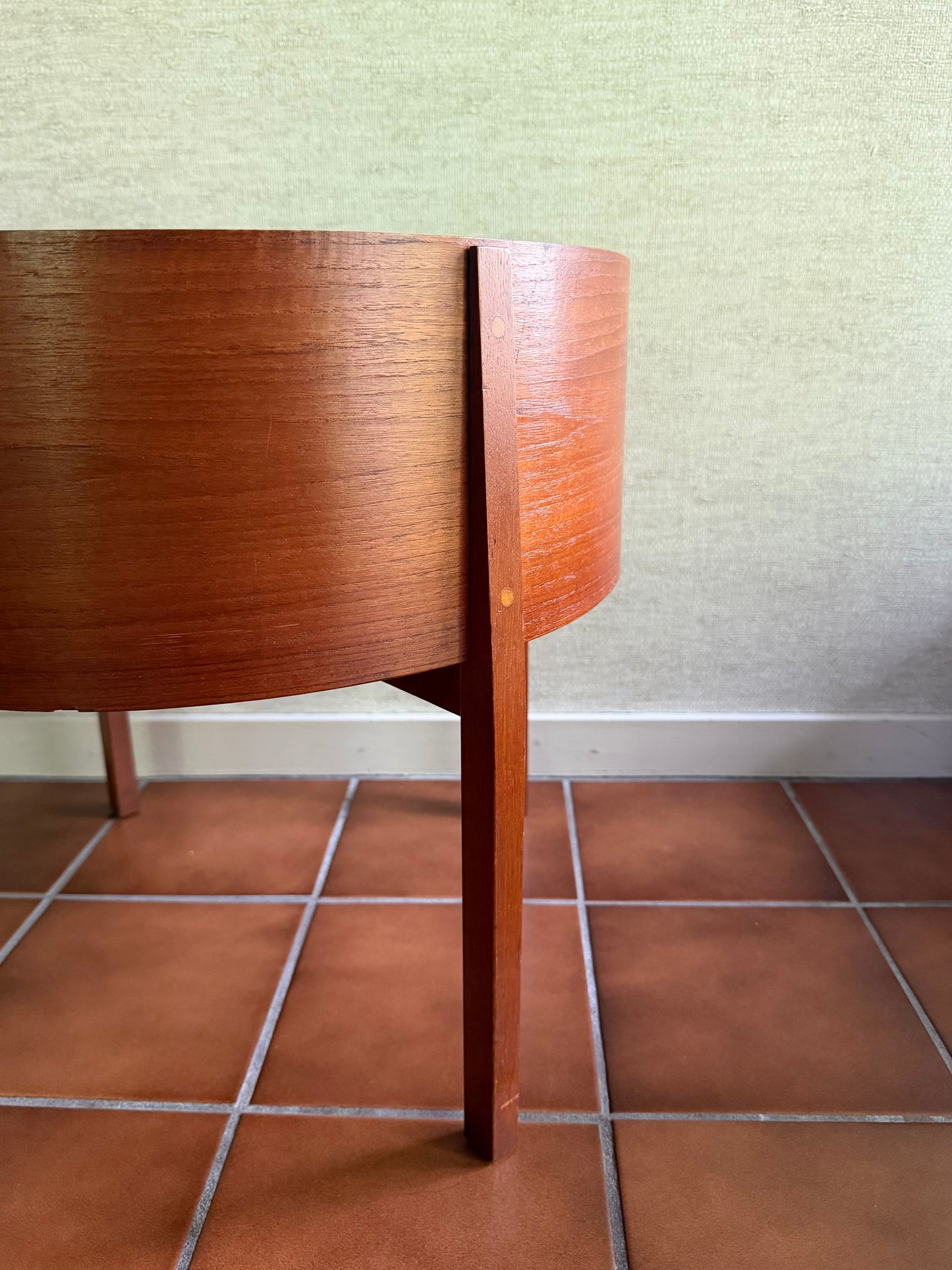 1960's Danish Modern Round Teak Plant Stand with Aluminum Insert, Illums Bolighus, Denmark