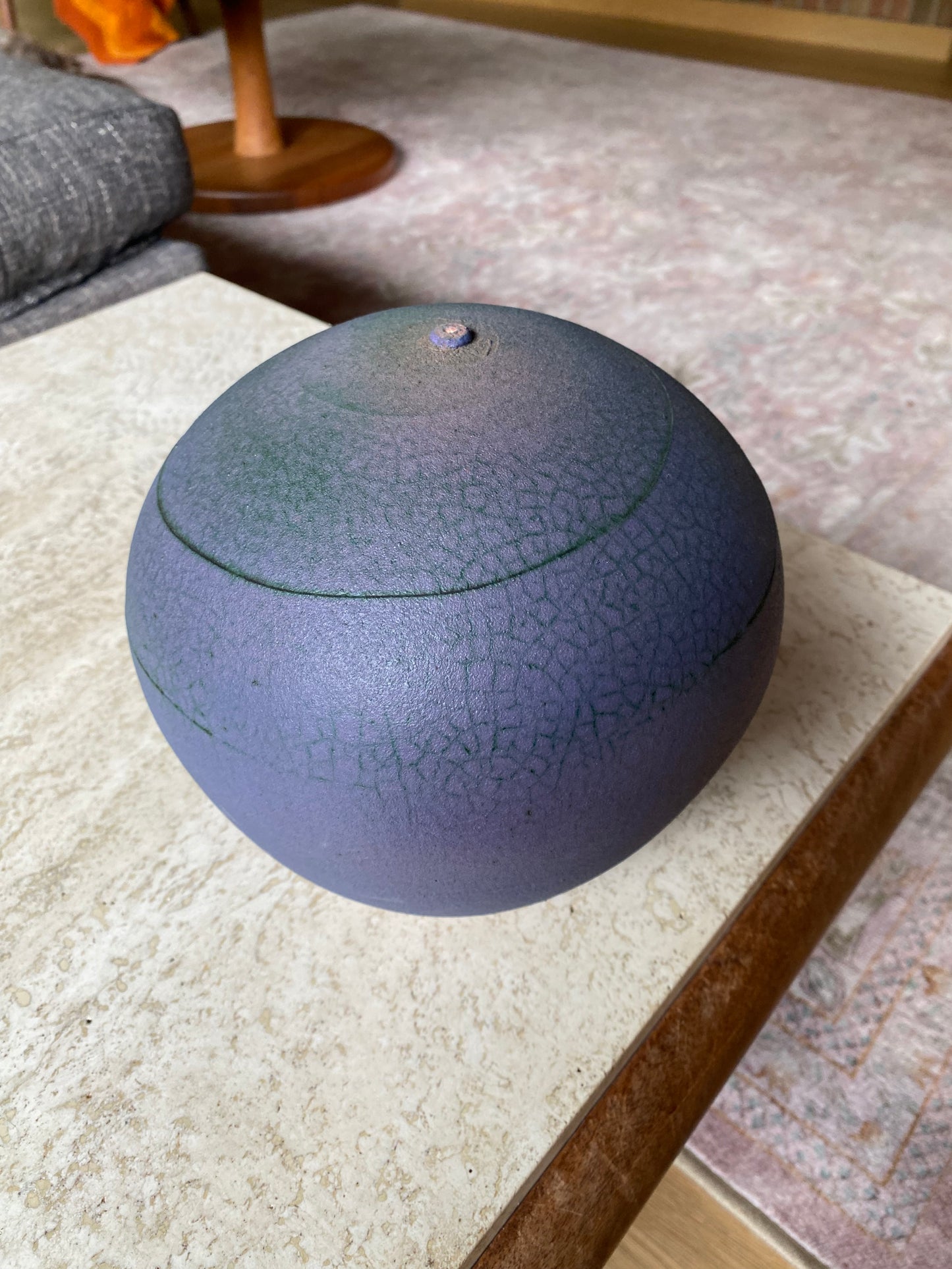 Purple ceramic round vase