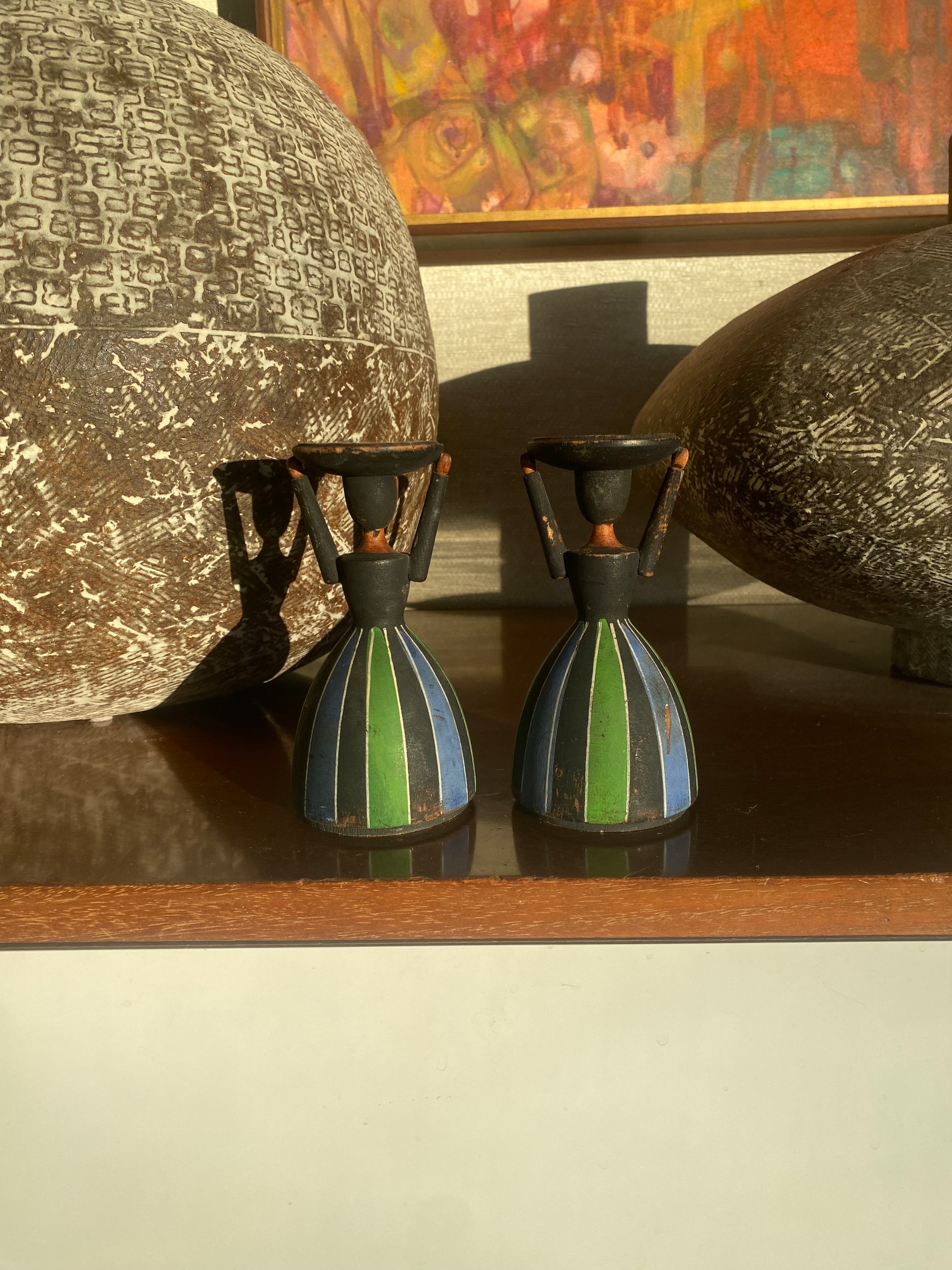 Blue, Black and green Candleholders
