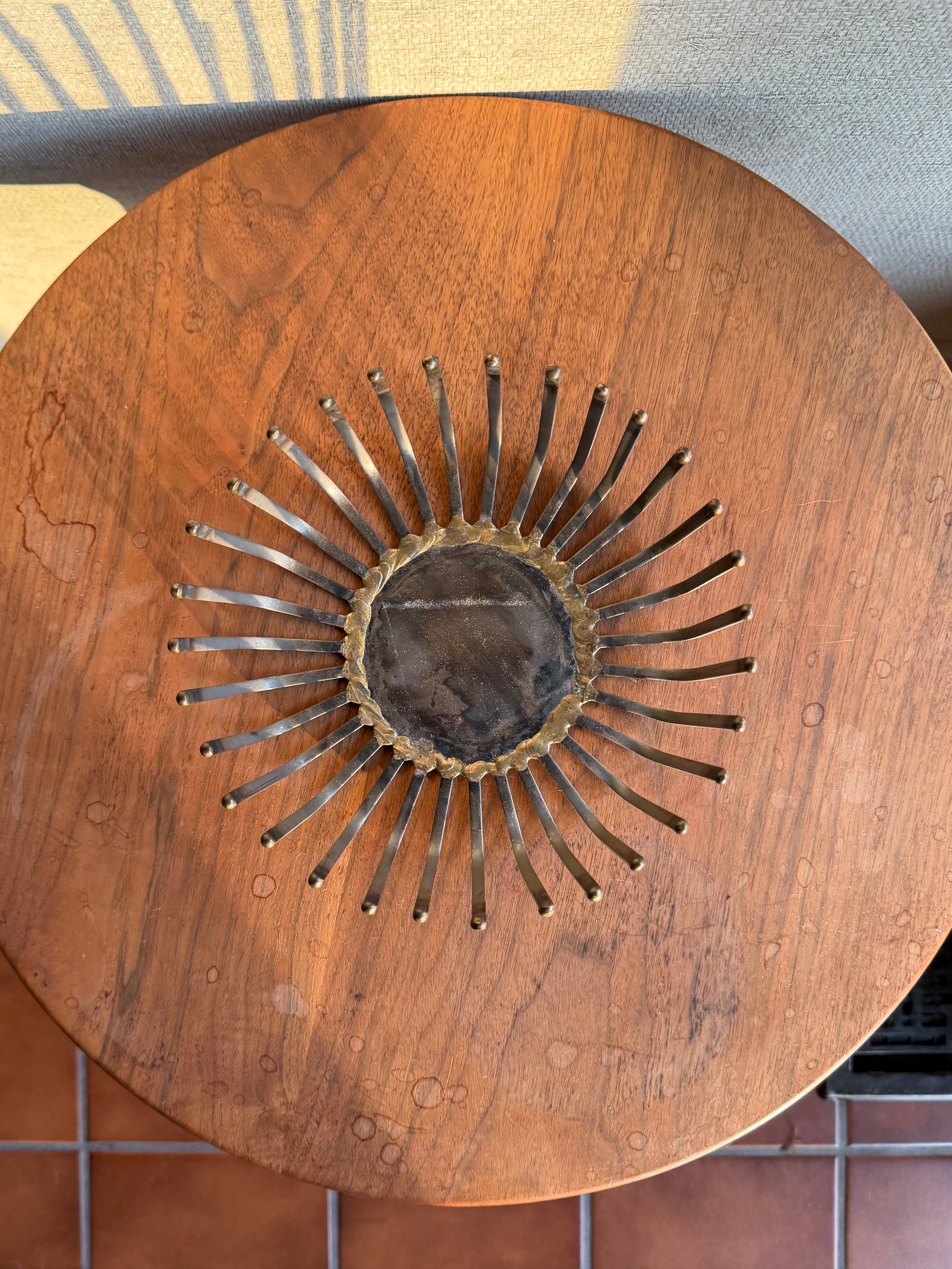 Vintage Metal Nail Art Bowl on wood table