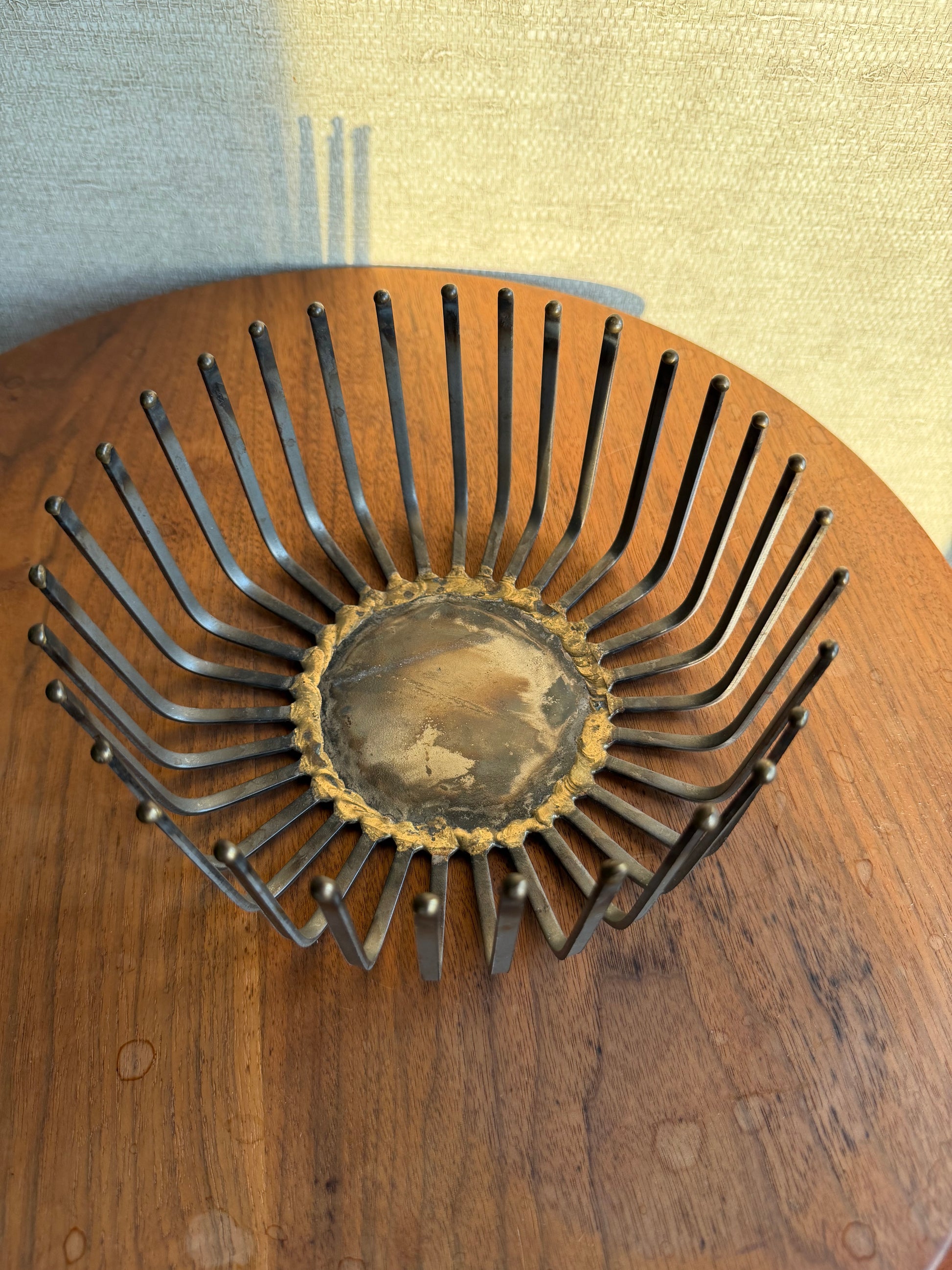 Vintage Metal Nail Art Bowl on wood table
