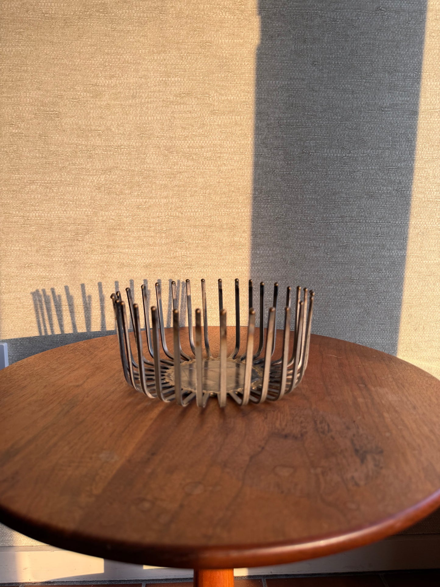 Vintage Metal Nail Art Bowl on wood table