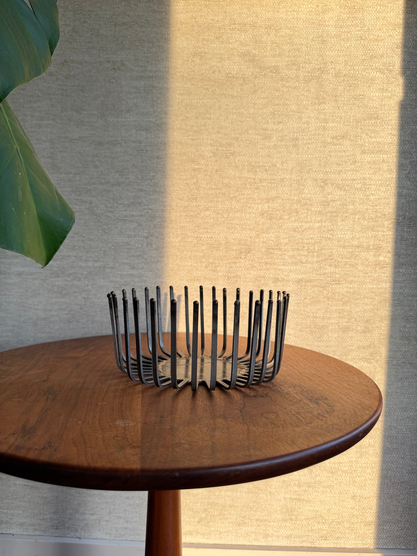 Vintage Metal Nail Art Bowl on wood table