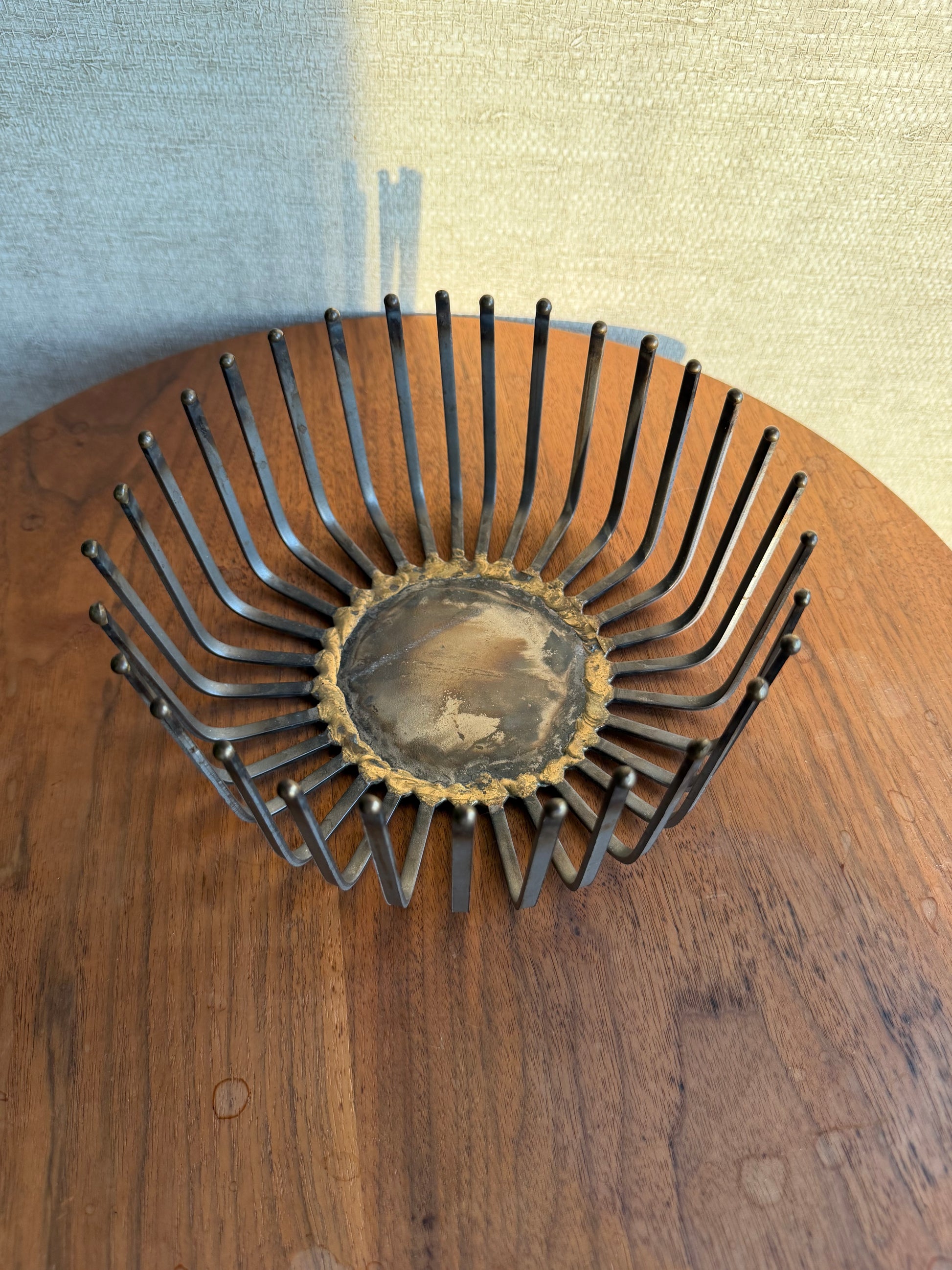 Vintage Metal Nail Art Bowl on wood table